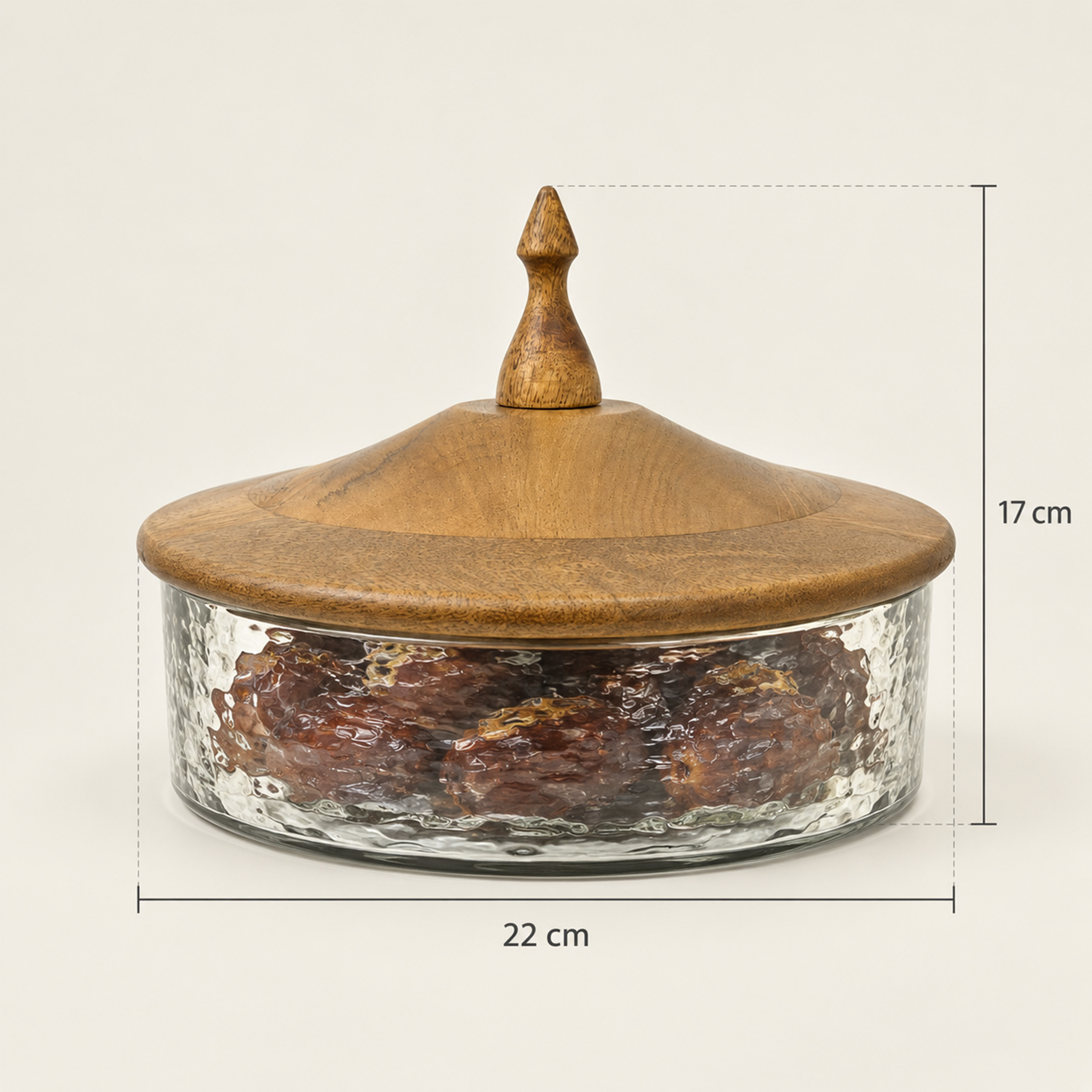 Crafted By Lifestyle Elegant Mango Wood & Glass Domed Cake Stand - 22 Cm-household-dining-serveware-cakestands-image-2