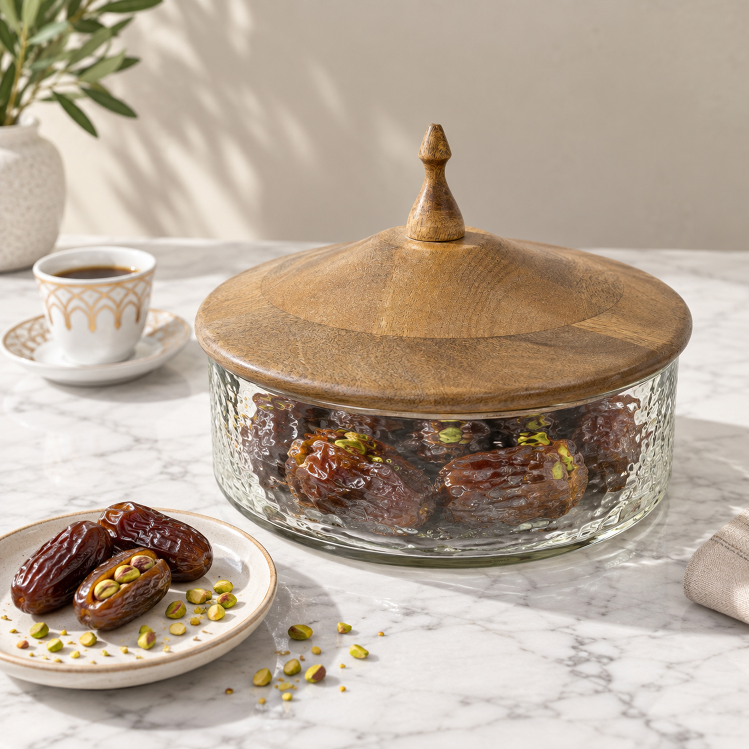 Crafted By Lifestyle Elegant Mango Wood & Glass Domed Cake Stand - 22 Cm-household-dining-serveware-cakestands-image-3