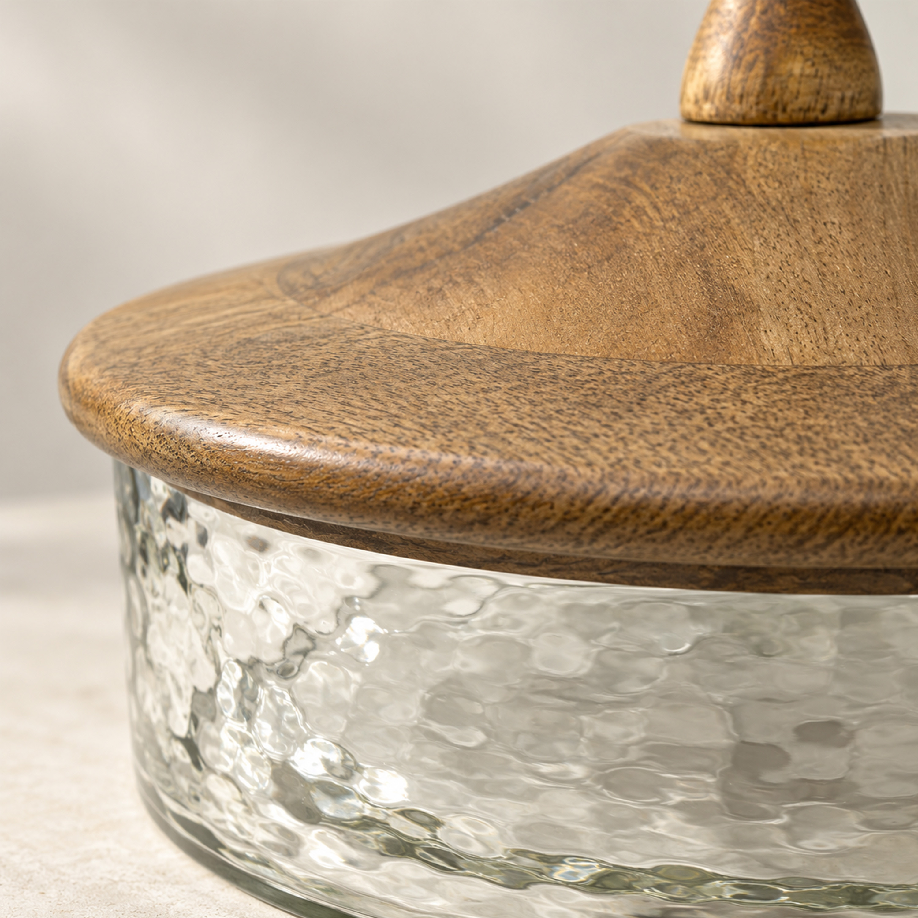 Crafted By Lifestyle Elegant Mango Wood & Glass Domed Cake Stand - 22 Cm-household-dining-serveware-cakestands-image-4