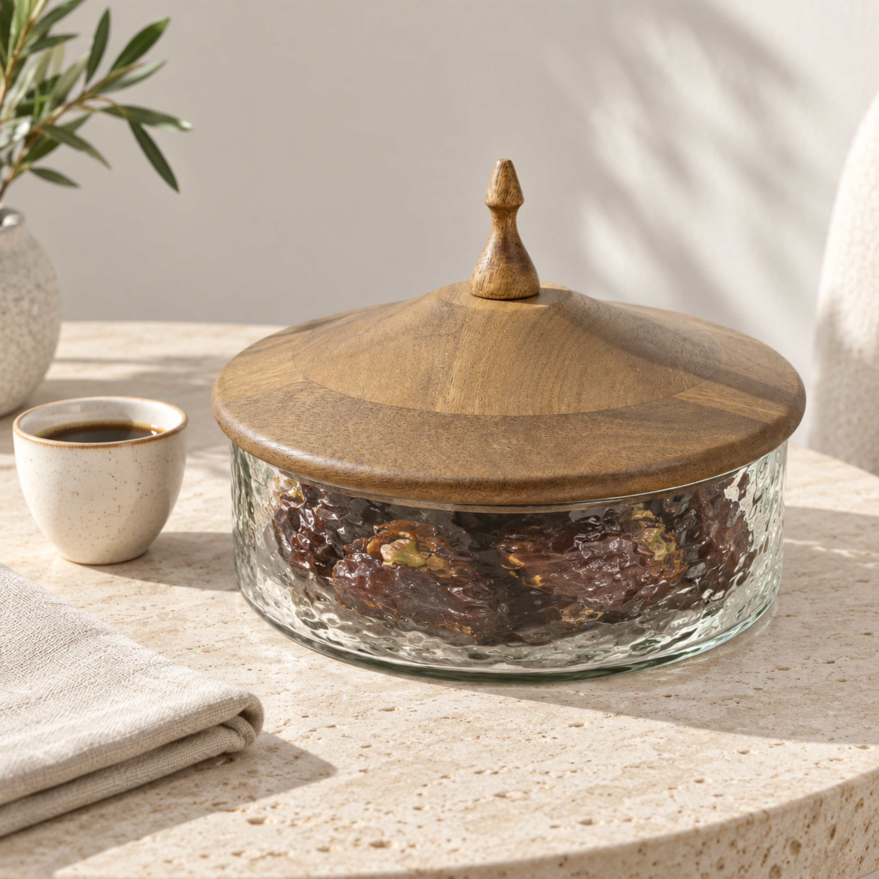 Crafted By Lifestyle Elegant Mango Wood & Glass Domed Cake Stand - 22 Cm-household-dining-serveware-cakestands-image-5