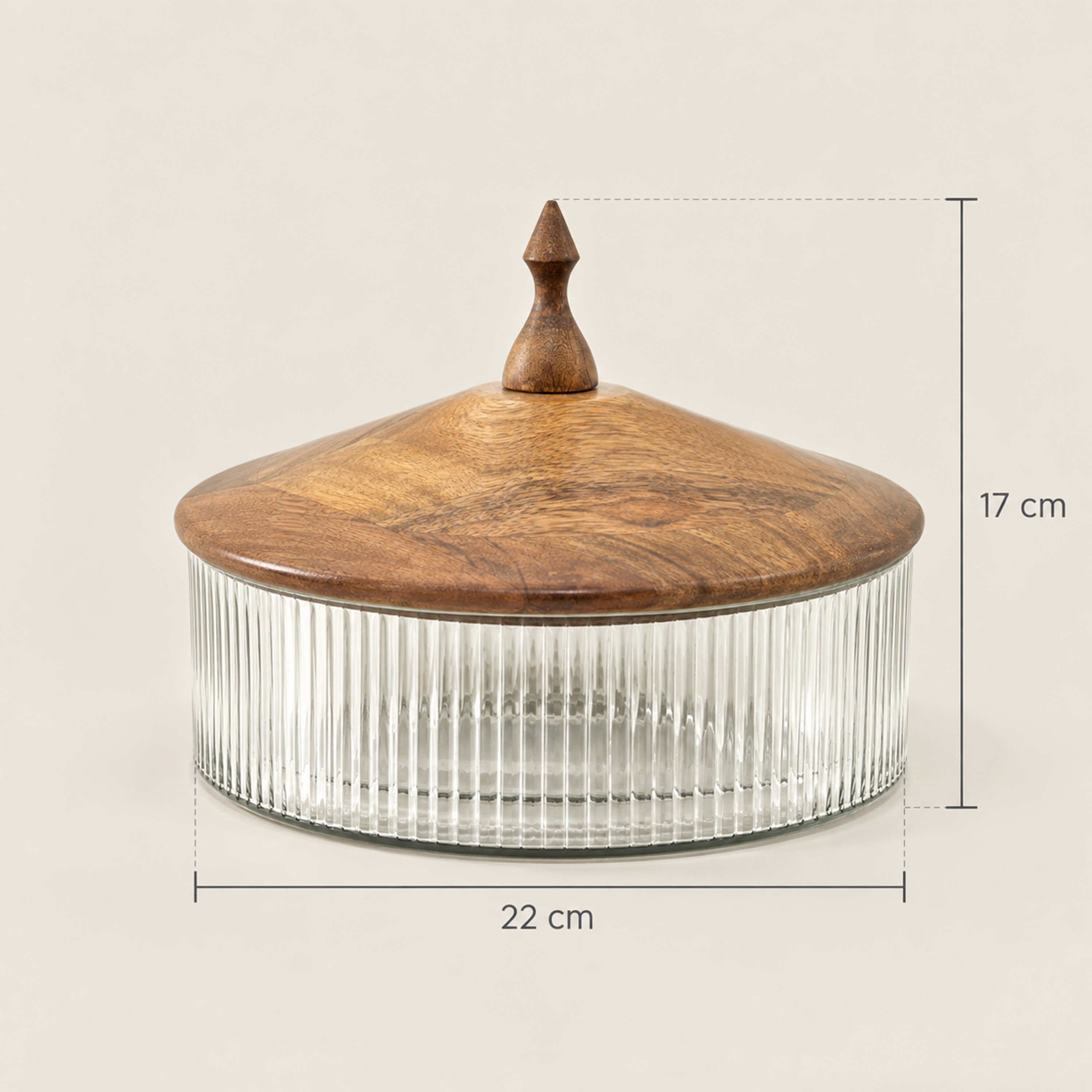 Crafted By Lifestyle Timeless Mango Wood & Glass Domed Cake Stand - 22 Cm-household-dining-serveware-cakestands-image-2
