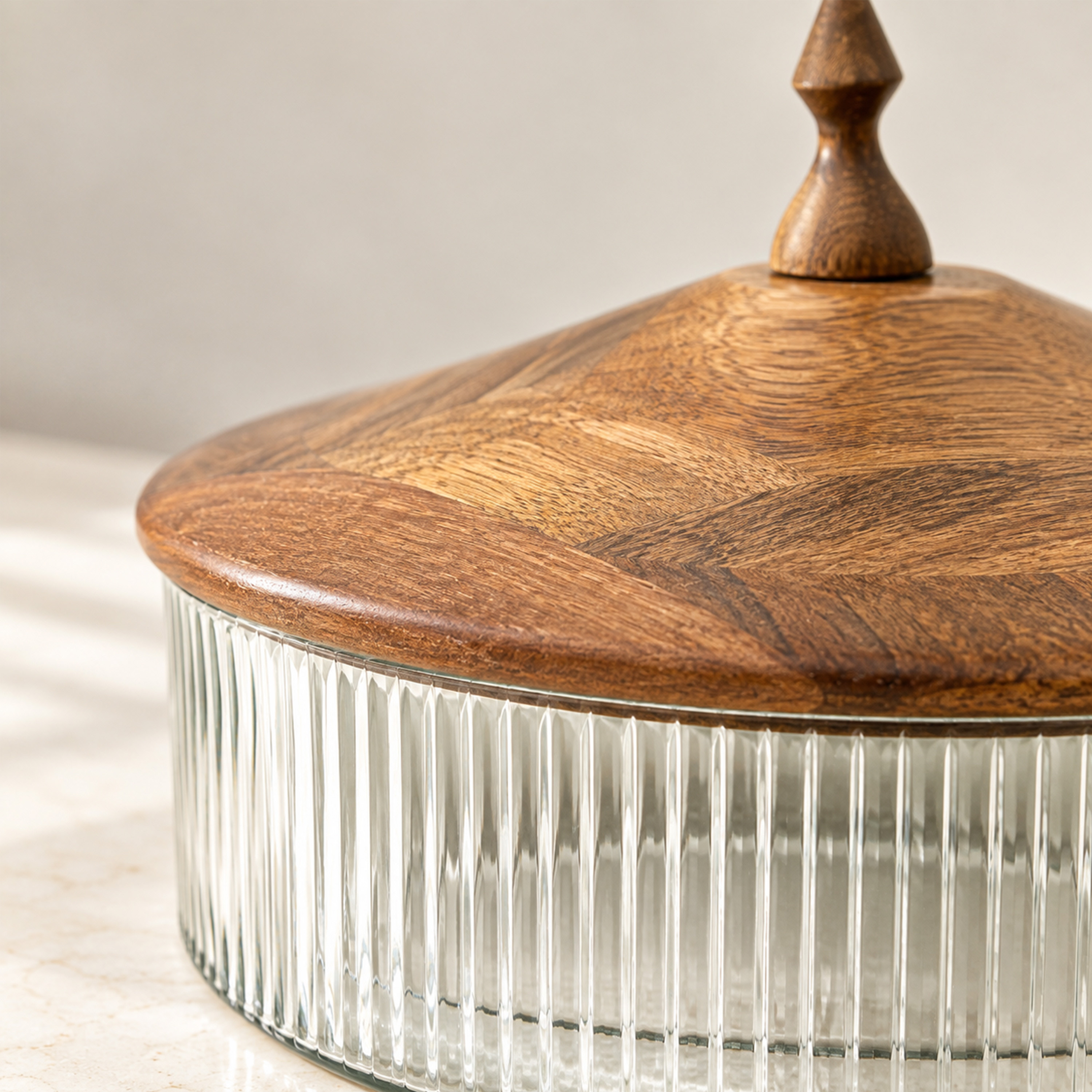 Crafted By Lifestyle Timeless Mango Wood & Glass Domed Cake Stand - 22 Cm-household-dining-serveware-cakestands-image-4
