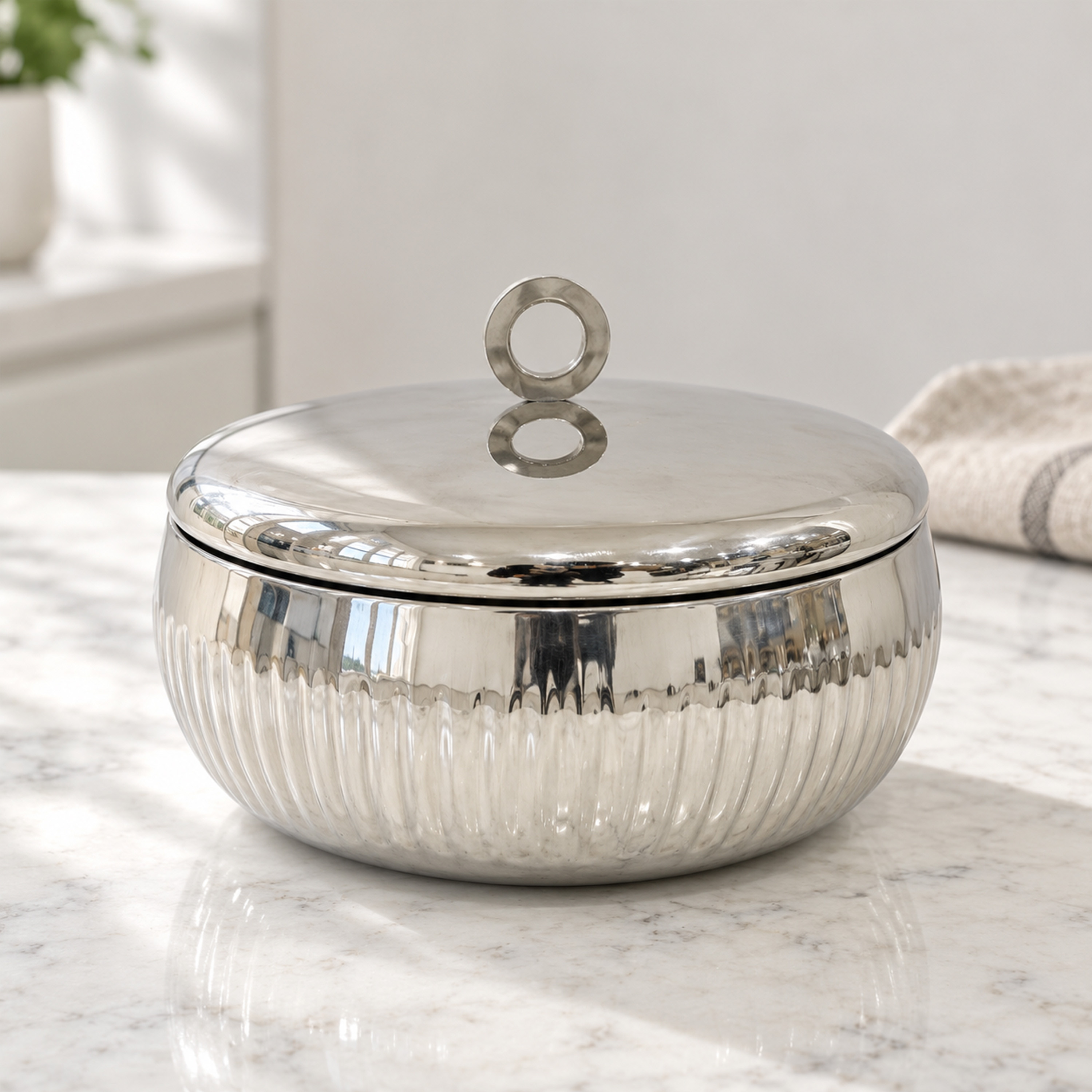 Crafted By Lifestyle Steel Serving Bowl With Lid & Handles - 11 Cm-household-dining-dinnerware-bowls-image-1