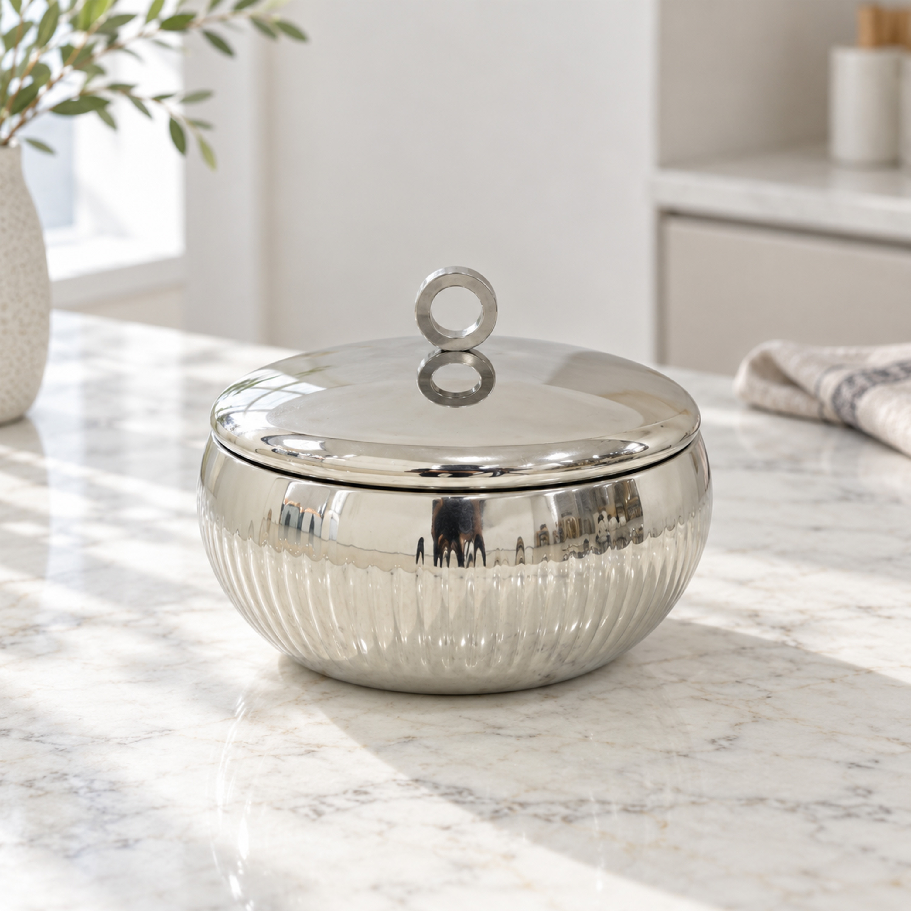 Crafted By Lifestyle Steel Serving Bowl With Lid & Handles - 10 Cm-household-dining-dinnerware-bowls-image-1