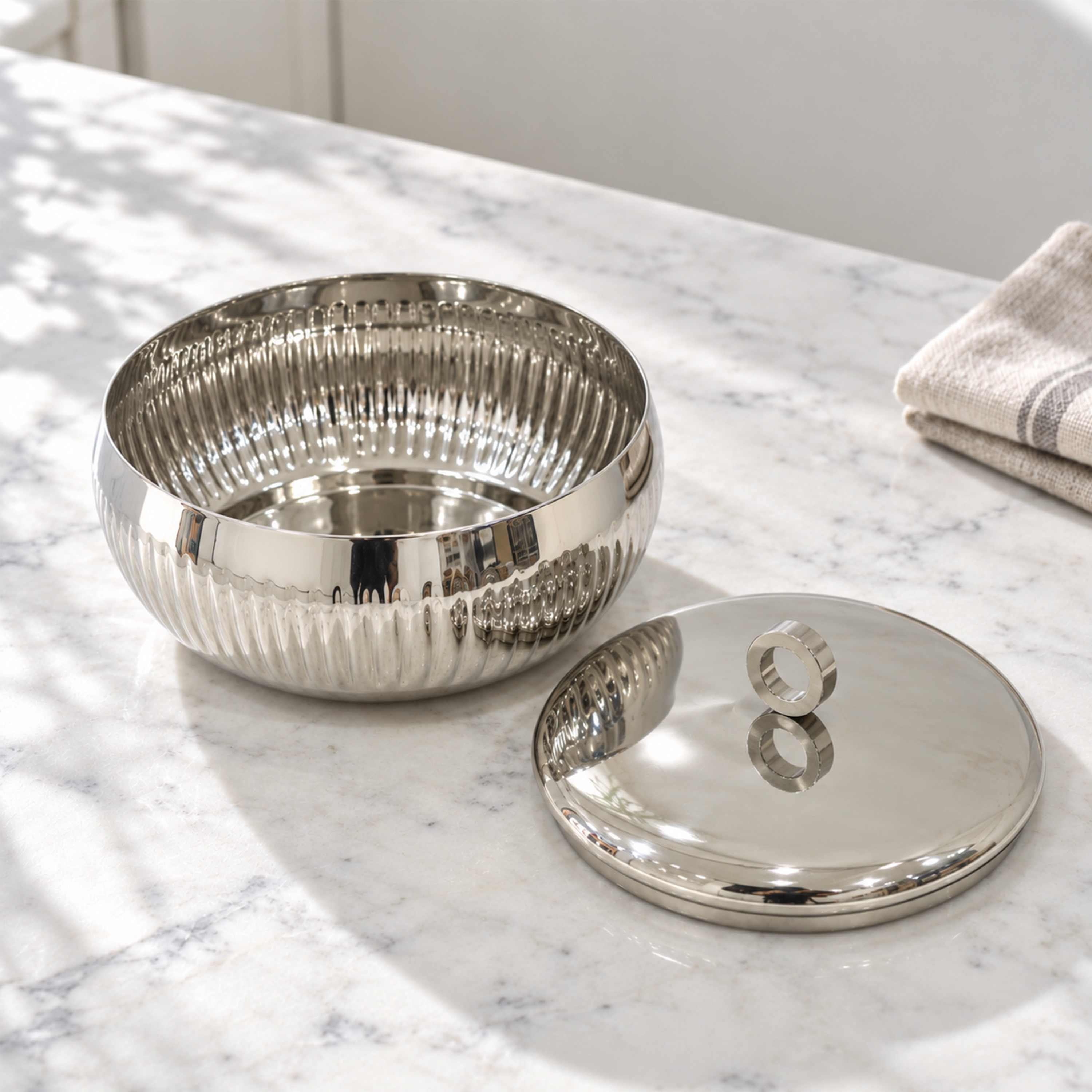Crafted By Lifestyle Steel Serving Bowl With Lid & Handles - 10 Cm-household-dining-dinnerware-bowls-image-5