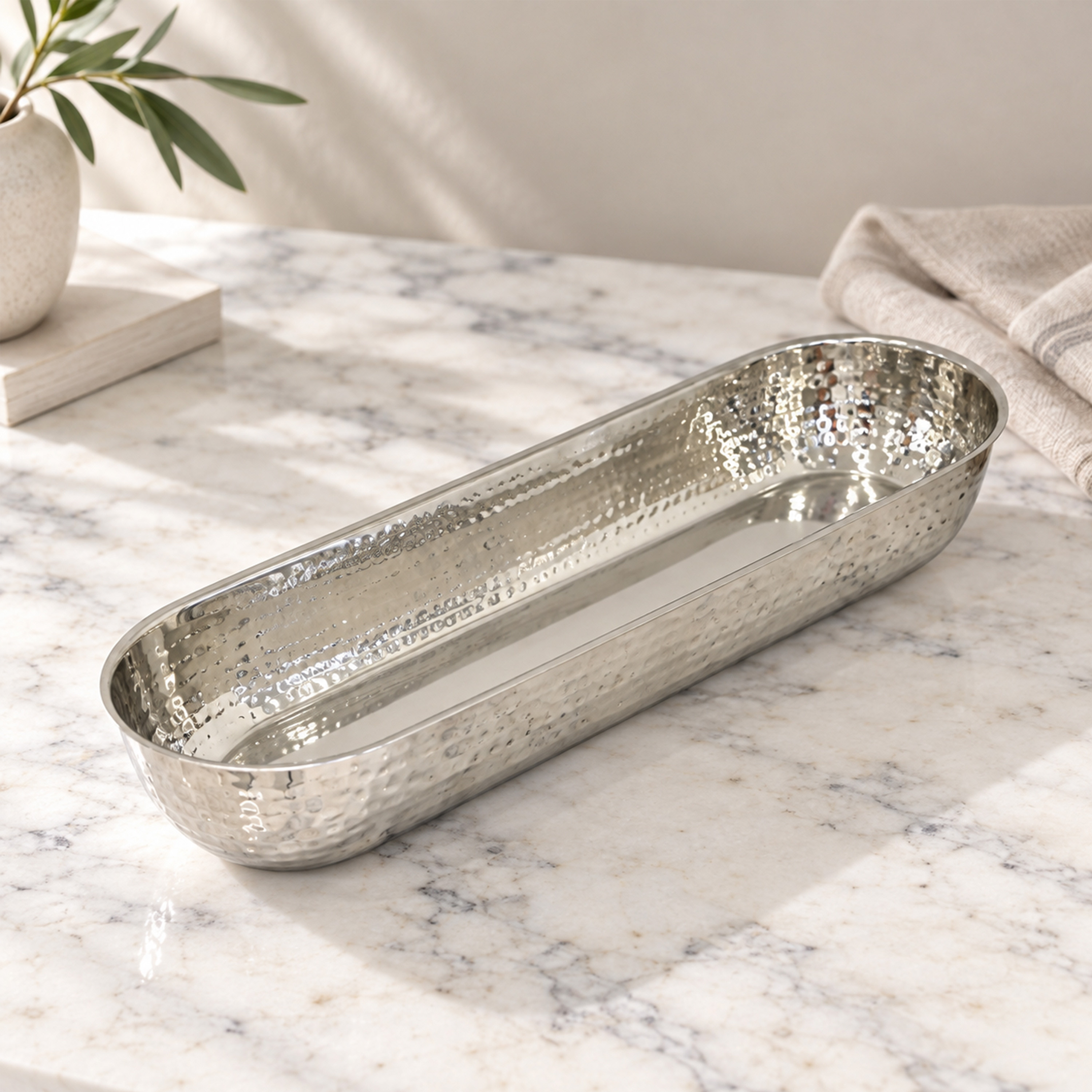 Crafted By Lifestyle Hand-Hammered Steel Serving Tray-household-dining-serveware-servingtrays-image-1