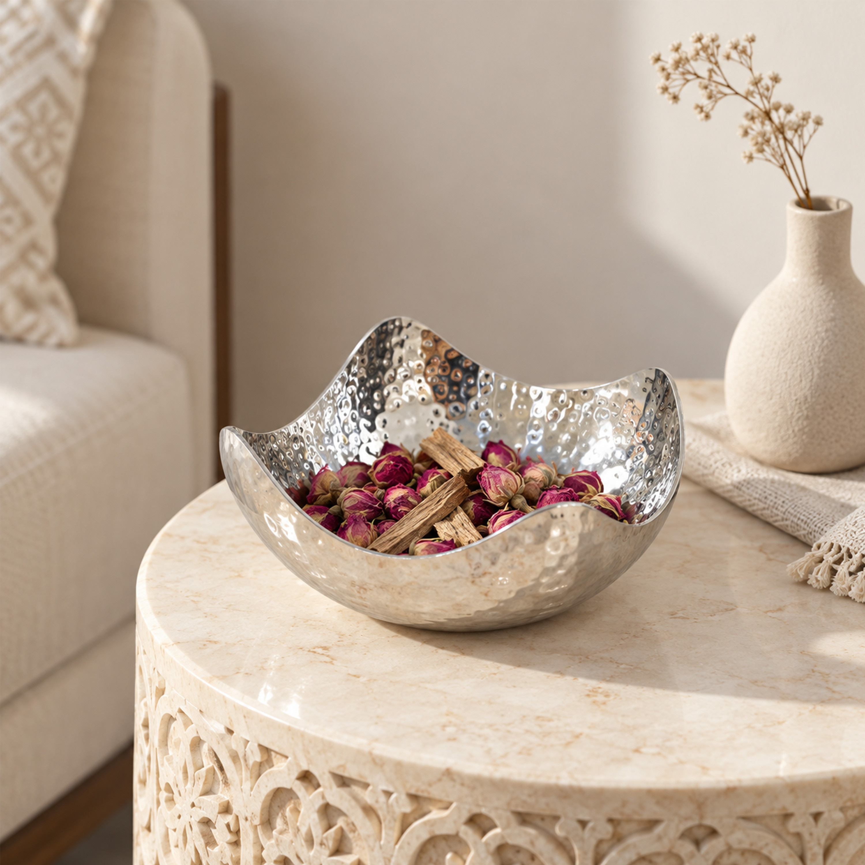 Crafted By Lifestyle Rustic Hand-Hammered Steel Serving Bowl - 20 Cm-household-dining-dinnerware-bowls-image-5