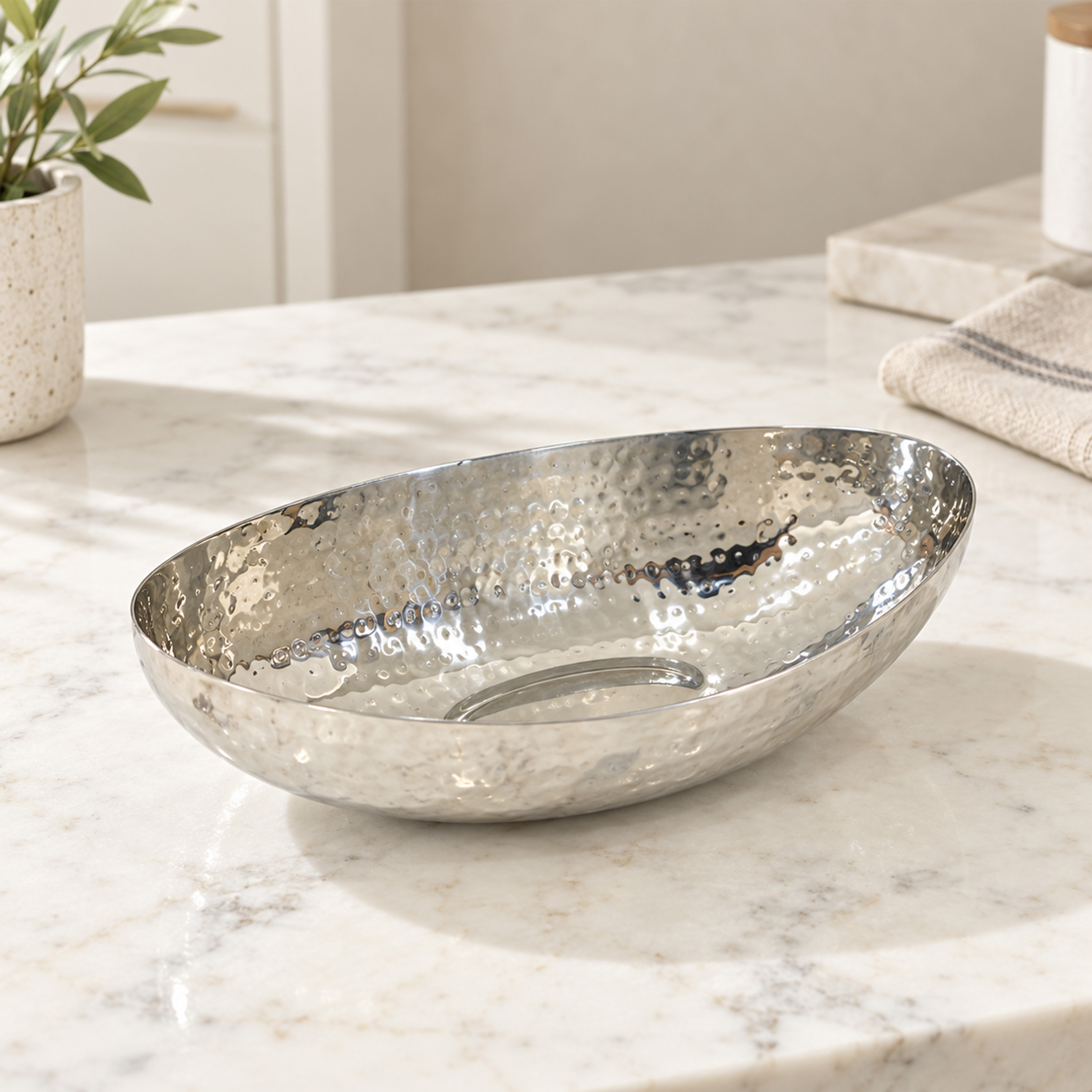 Crafted By Lifestyle Hand-Hammered Steel Serving Bowl - 25X25.5 Cm-household-dining-dinnerware-bowls-image-1