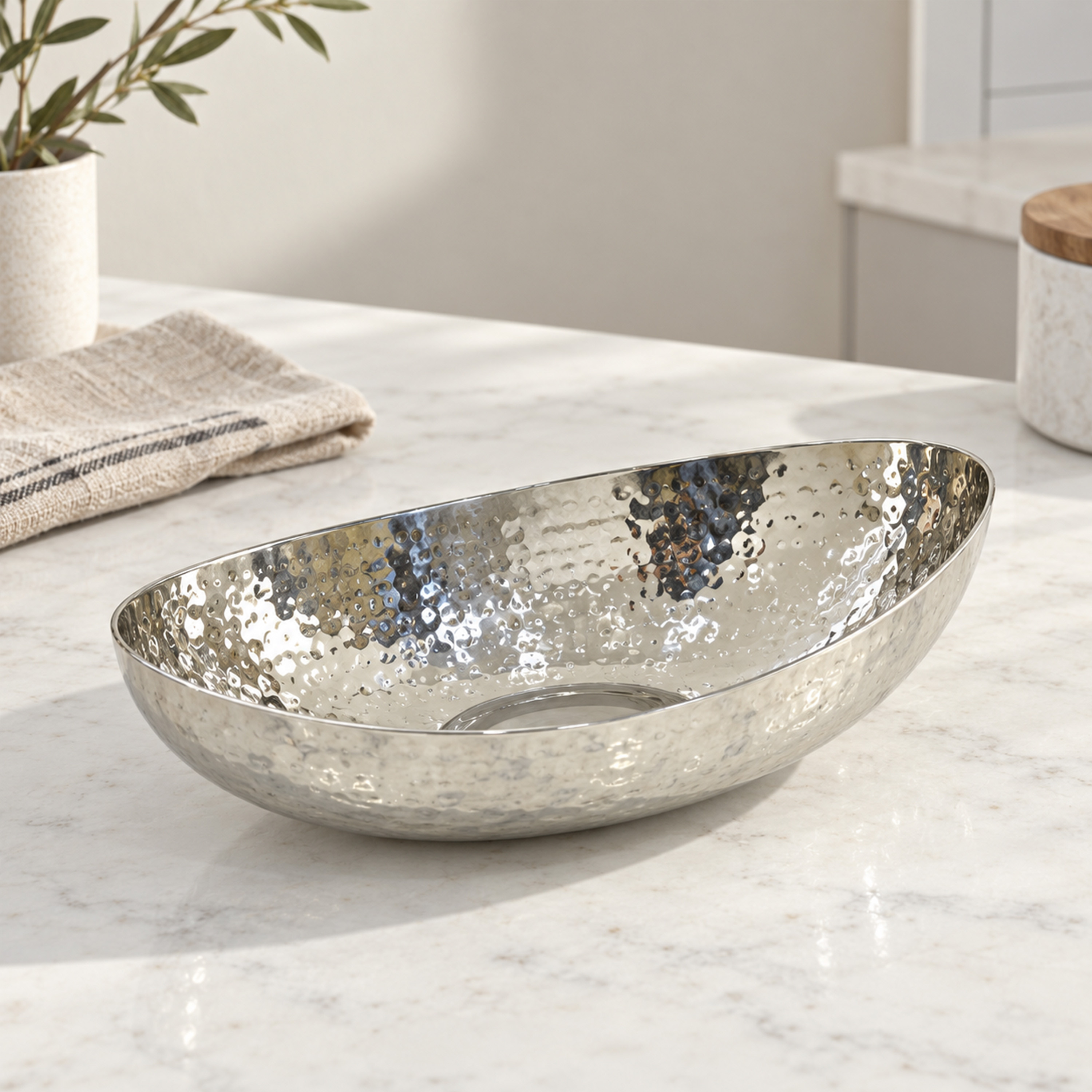 Crafted By Lifestyle Hand-Hammered Steel Serving Bowl - 20.5 Cm-household-dining-dinnerware-bowls-image-1