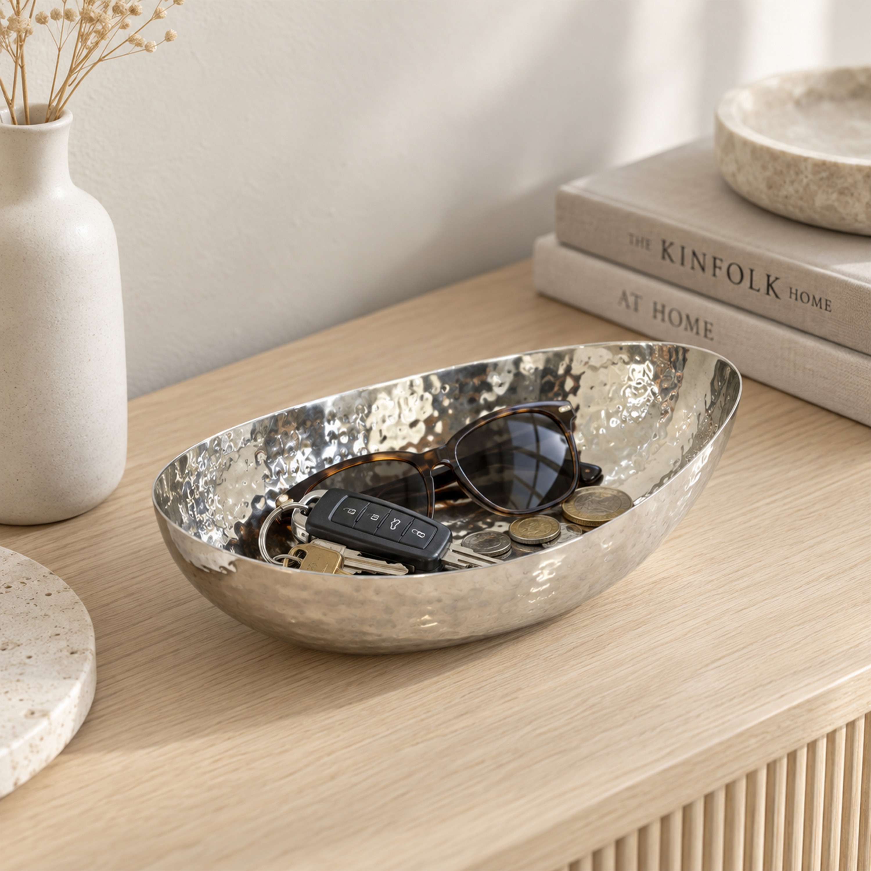 Crafted By Lifestyle Hand-Hammered Steel Serving Bowl - 20.5 Cm-household-dining-dinnerware-bowls-image-5