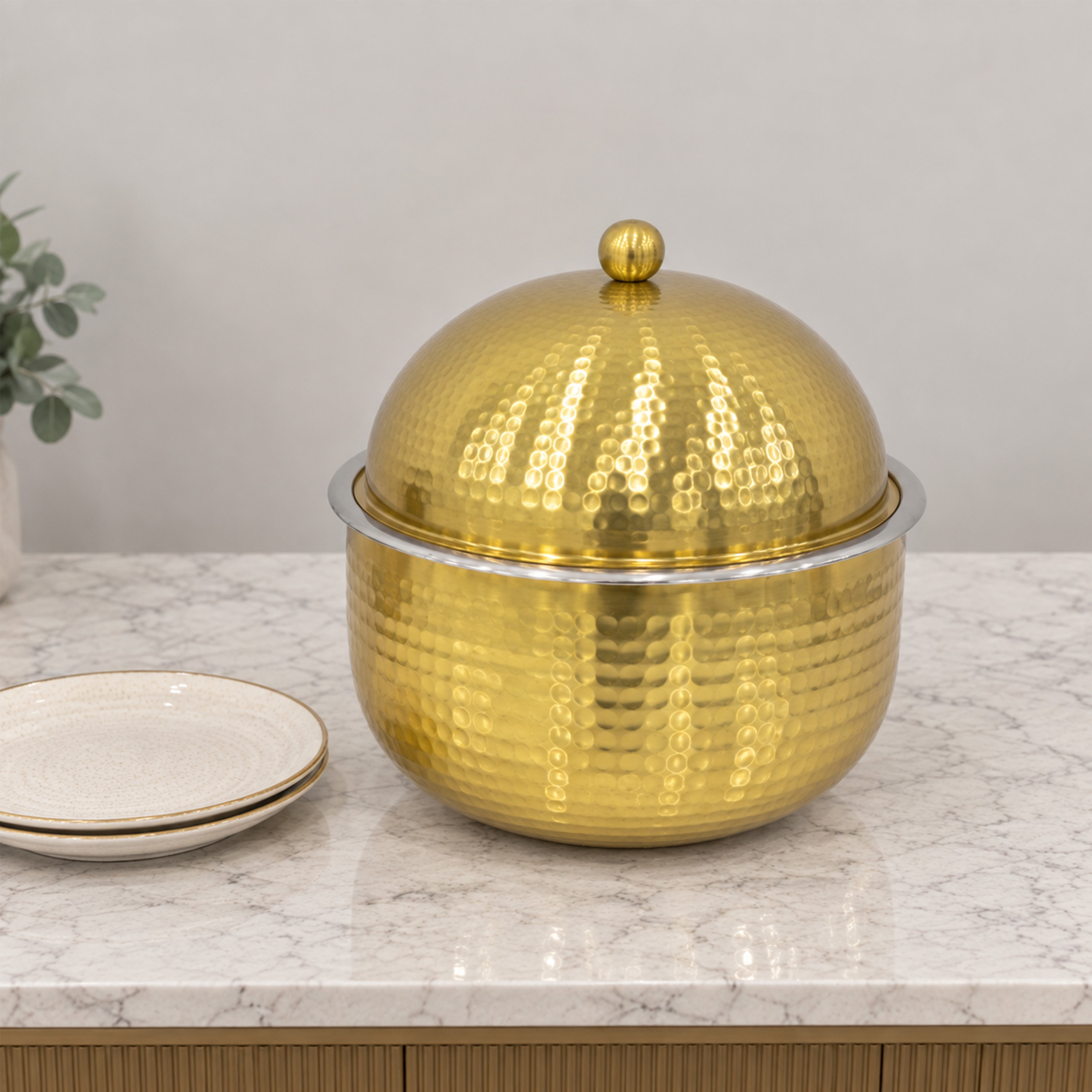 Crafted By Lifestyle Classic Steel Serving Pot With Lid - 4 Ltr-household-dining-serveware-foodwarmersandcasseroles-image-5