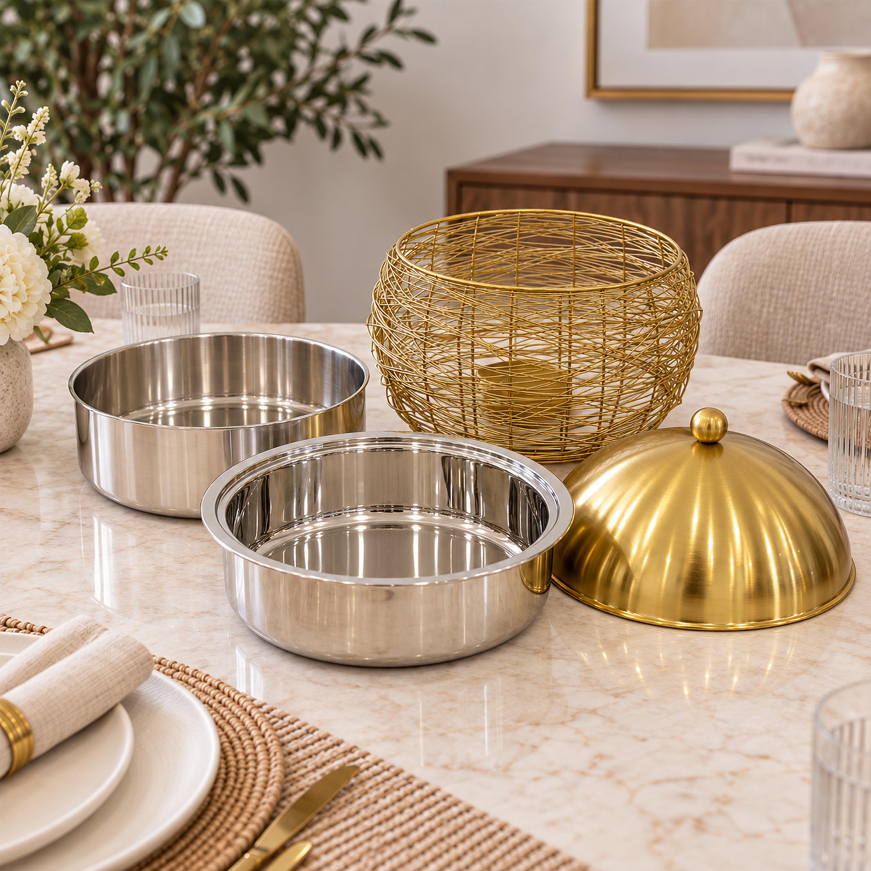 Crafted By Lifestyle Premium Steel Serving Pot With Lid - 5 Ltr-household-dining-serveware-foodwarmersandcasseroles-image-5
