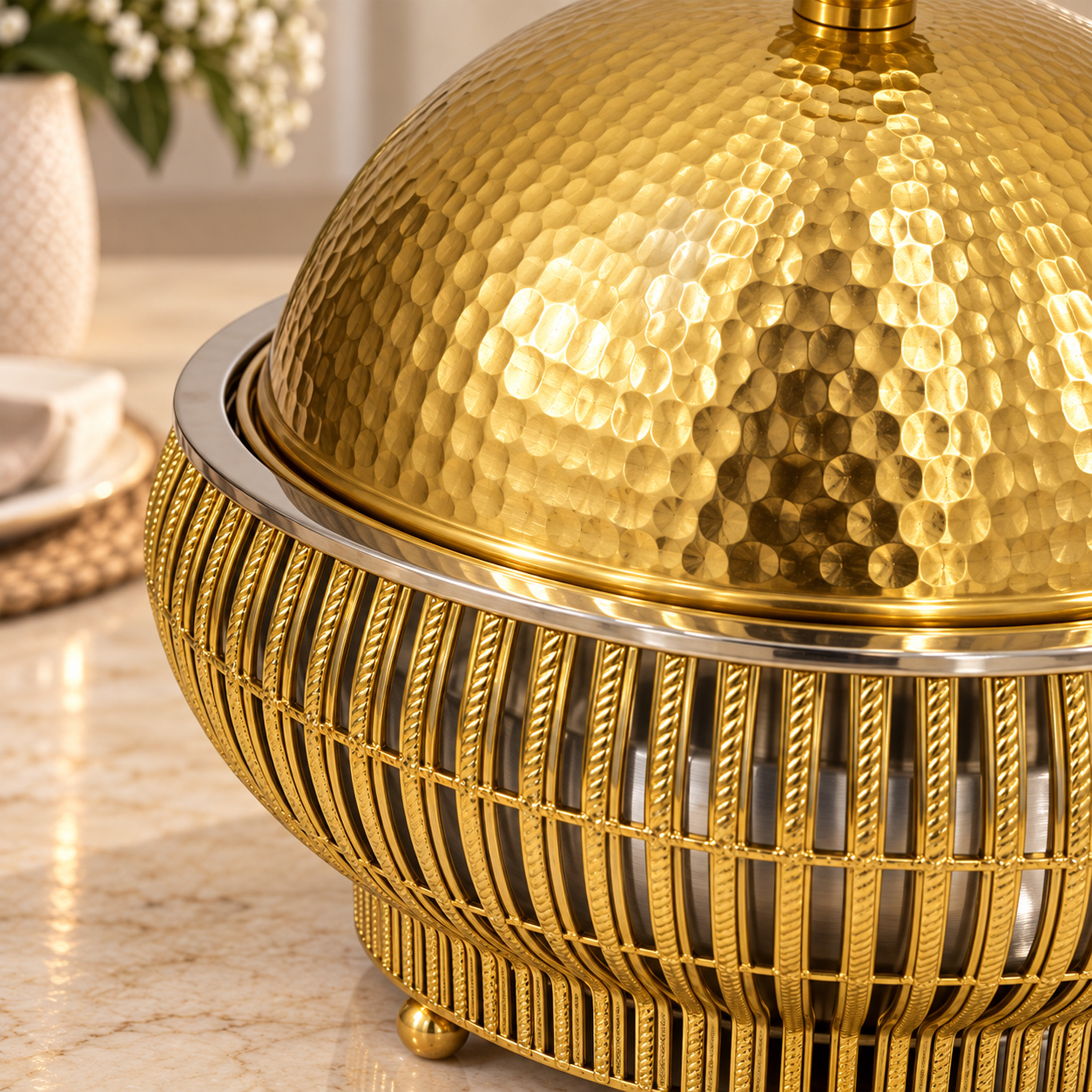 قدر تقديم طويل من الفولاذ المقاوم للصدأ مع غطاء، من إنتاج شركة لايف ستايل - سعة 3 لترات-household-dining-serveware-foodwarmersandcasseroles-image-4