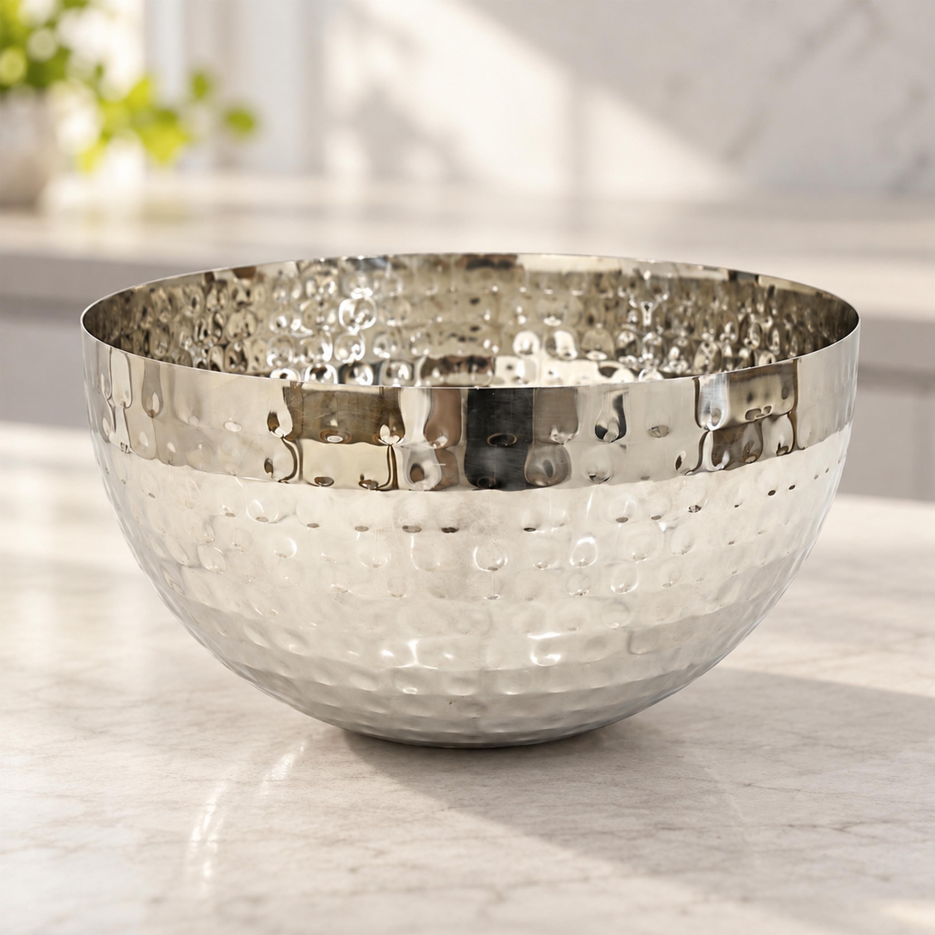 Crafted By Lifestyle Textured Hand-Hammered Steel Serving Bowl - 20 Cm-household-dining-dinnerware-bowls-image-1