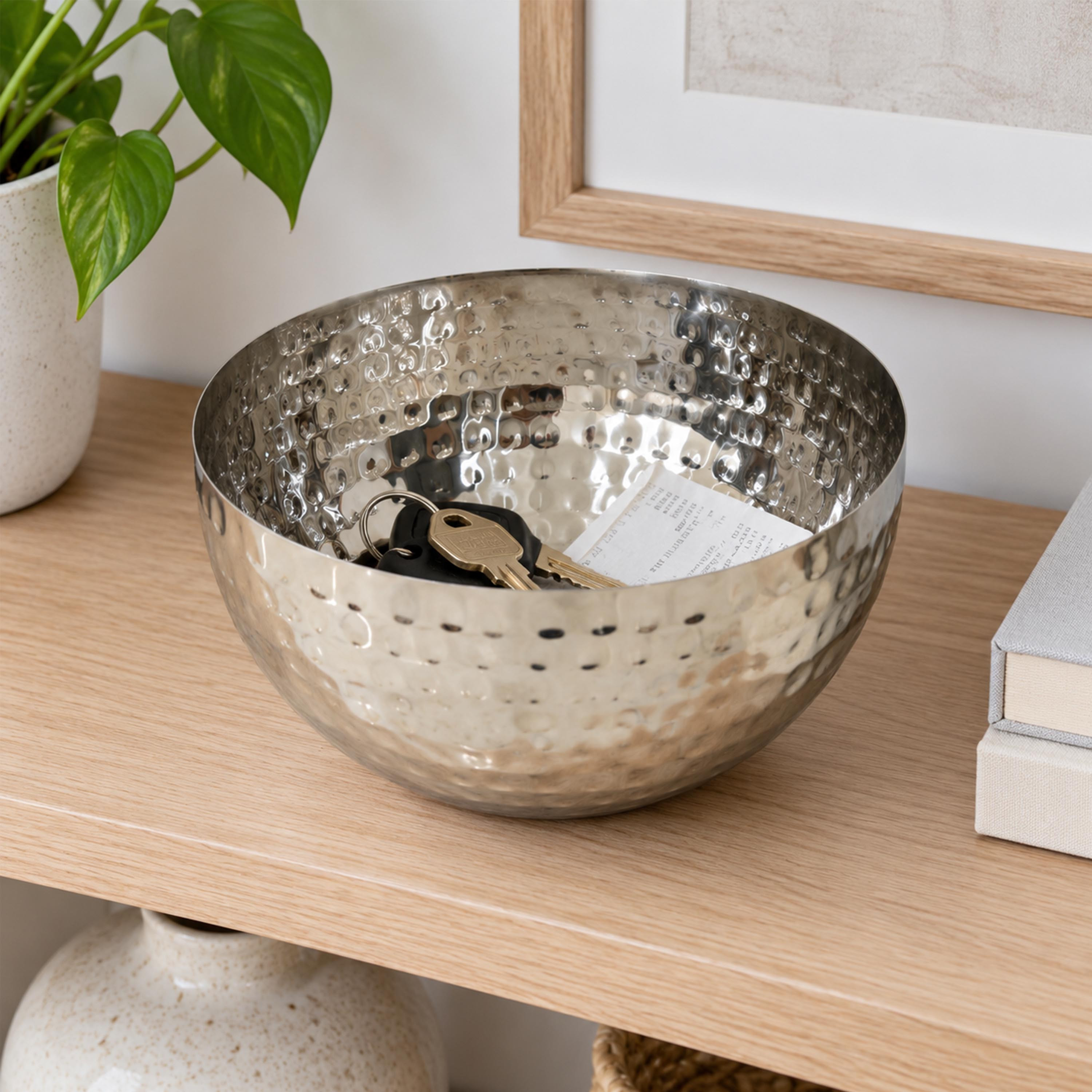 بملمس بارز وعاء تقديم من الستانلس ستيل مطروق يدويًا - 20 سم-household-dining-dinnerware-bowls-image-5