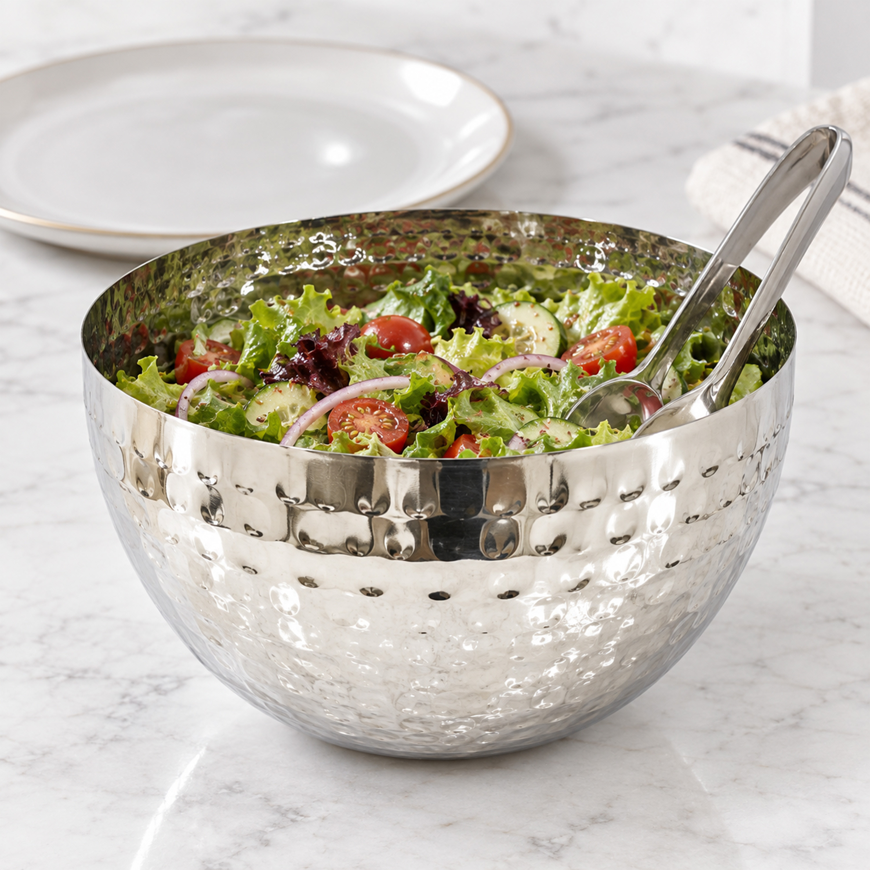 وعاء تقديم من الستانلس ستيل مطروق يدويًا - 25 سم-household-dining-dinnerware-bowls-image-3