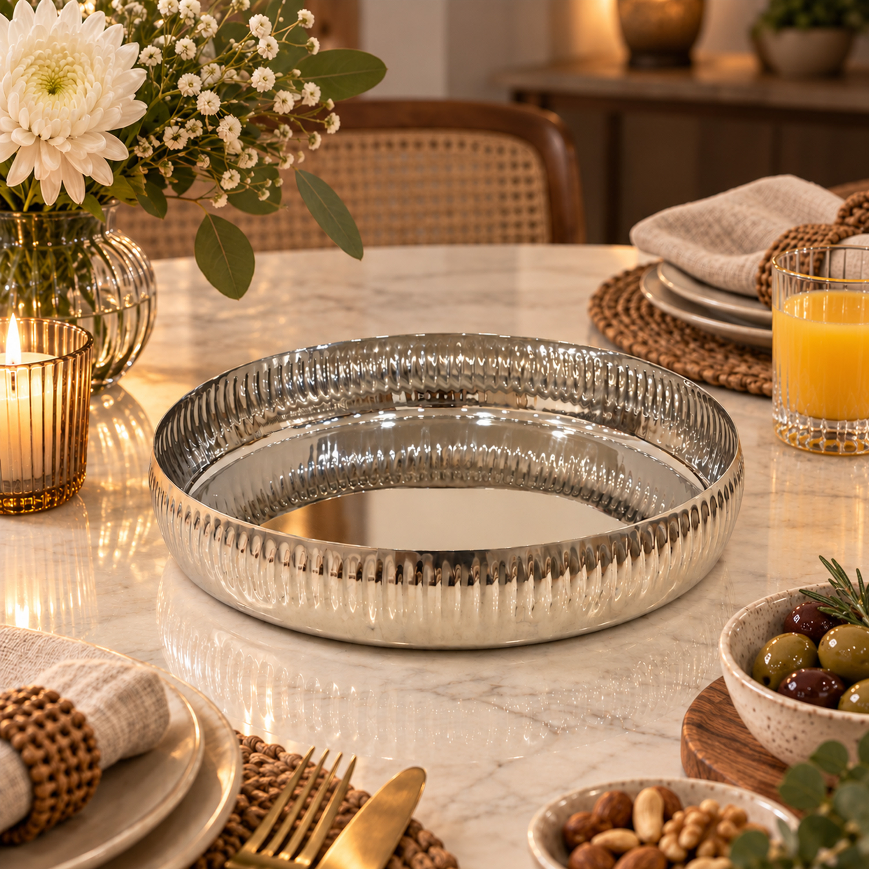 وعاء تقديم مصنوع يدويًا من الفولاذ المطروق من شركة لايف ستايل - 32 سم-household-dining-dinnerware-bowls-image-5