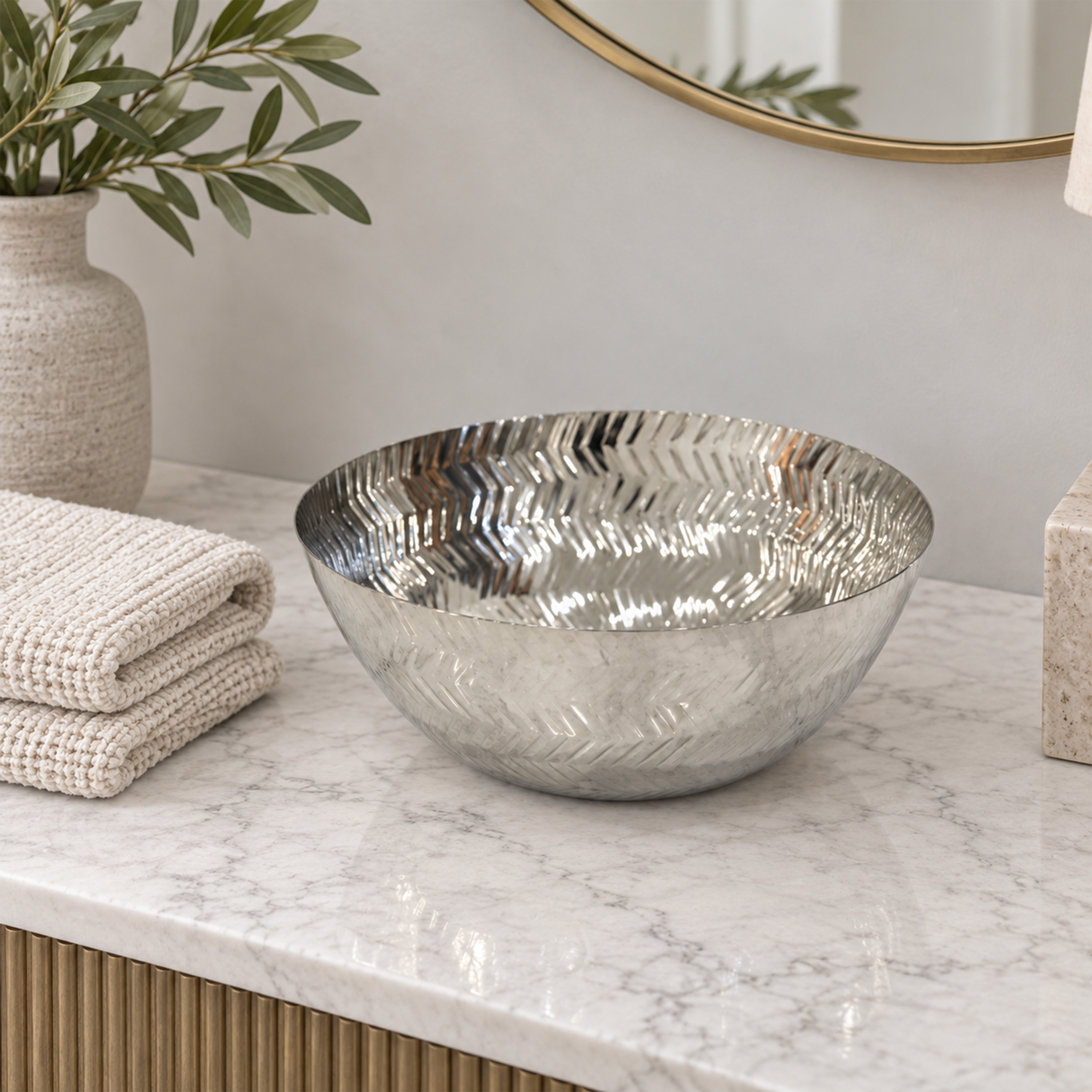 Crafted By Lifestyle Steel Serving Bowl-household-dining-dinnerware-bowls-image-5
