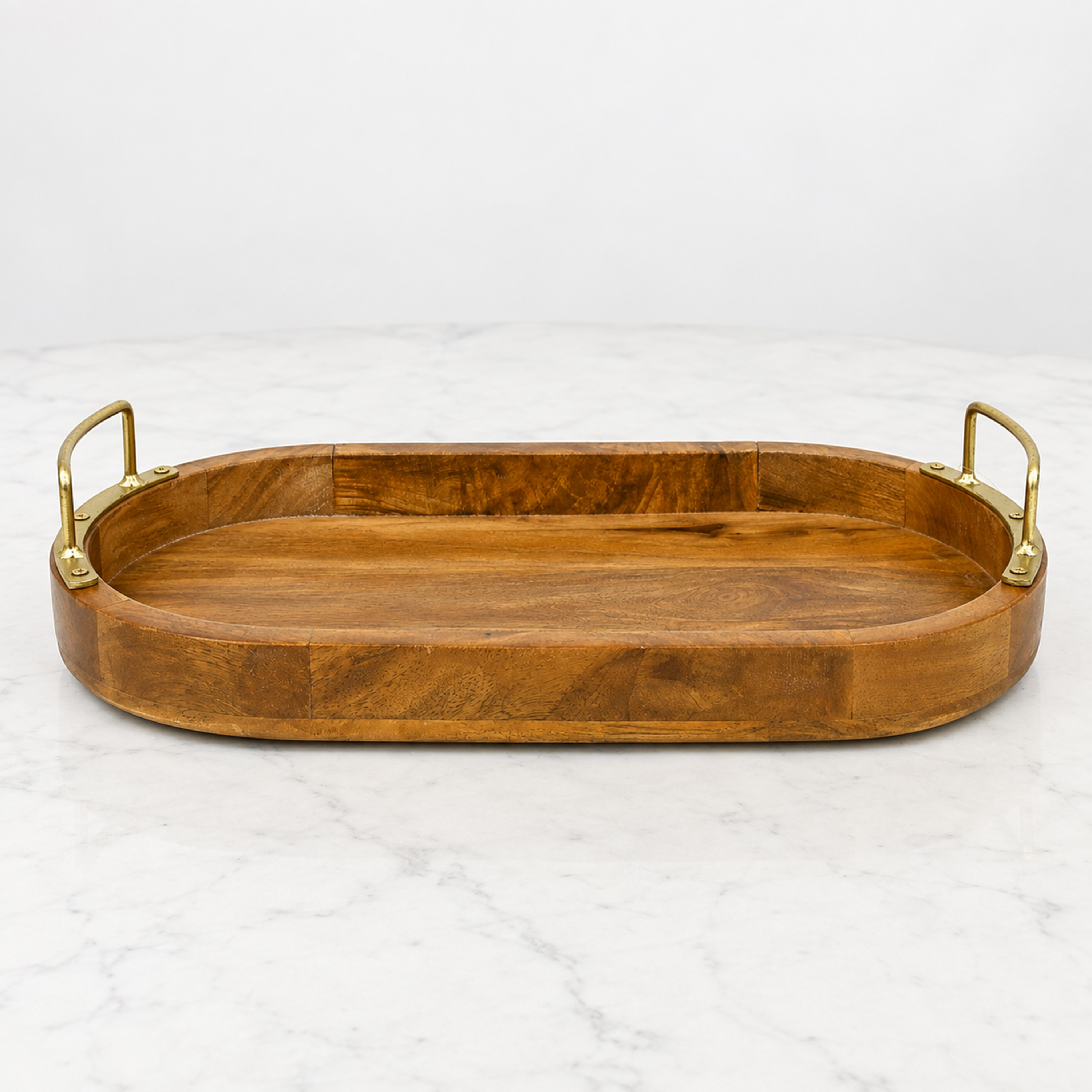 Crafted By Lifestyle Mango Wood Serving Tray With Handles - 31.5X37.5 Cm-household-dining-serveware-servingtrays-image-1