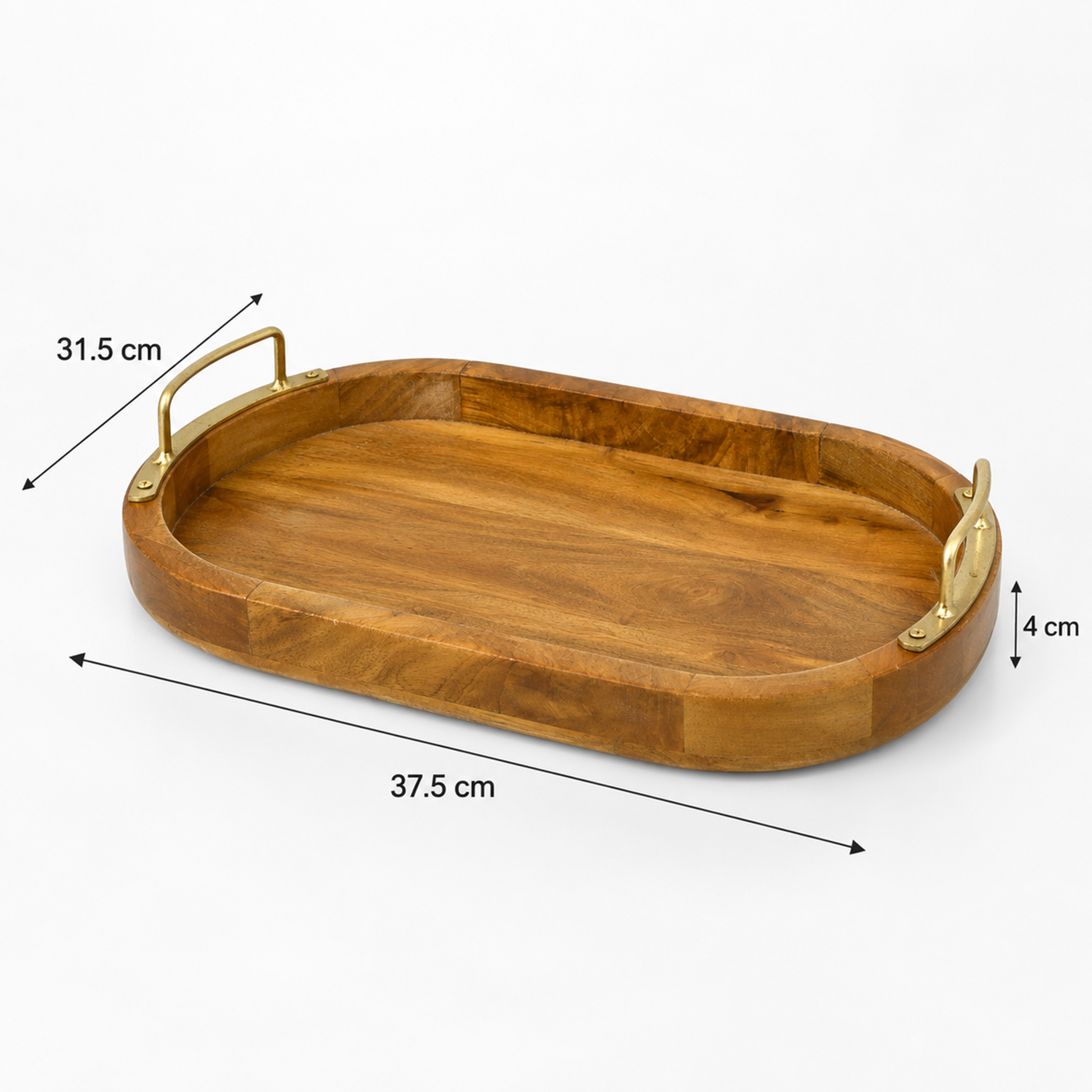 Crafted By Lifestyle Mango Wood Serving Tray With Handles - 31.5X37.5 Cm-household-dining-serveware-servingtrays-image-2