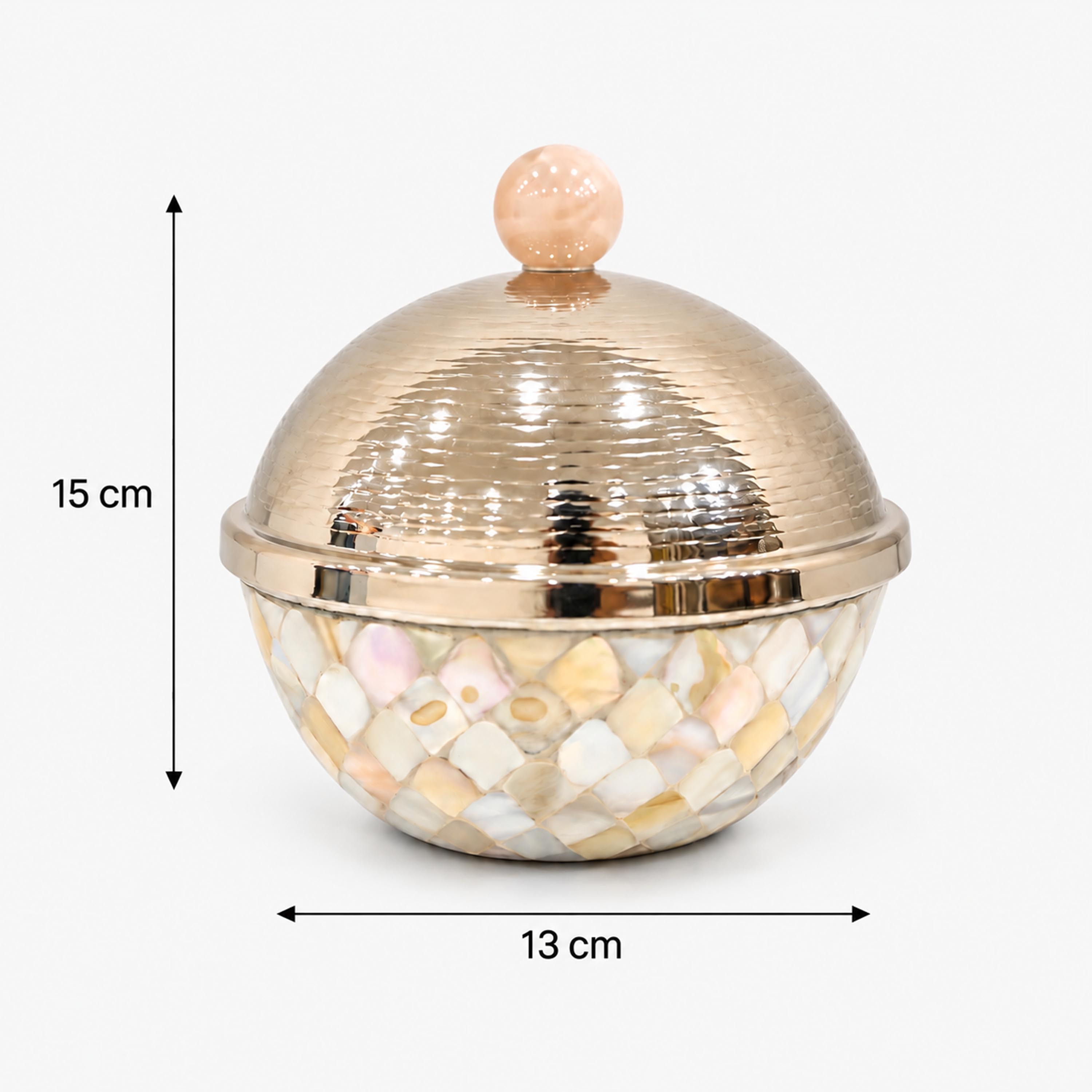 Crafted By Lifestyle Mother-Of-Pearl Mosaic Round Box With Dome Lid-household-dining-serveware-servingplatters-image-2