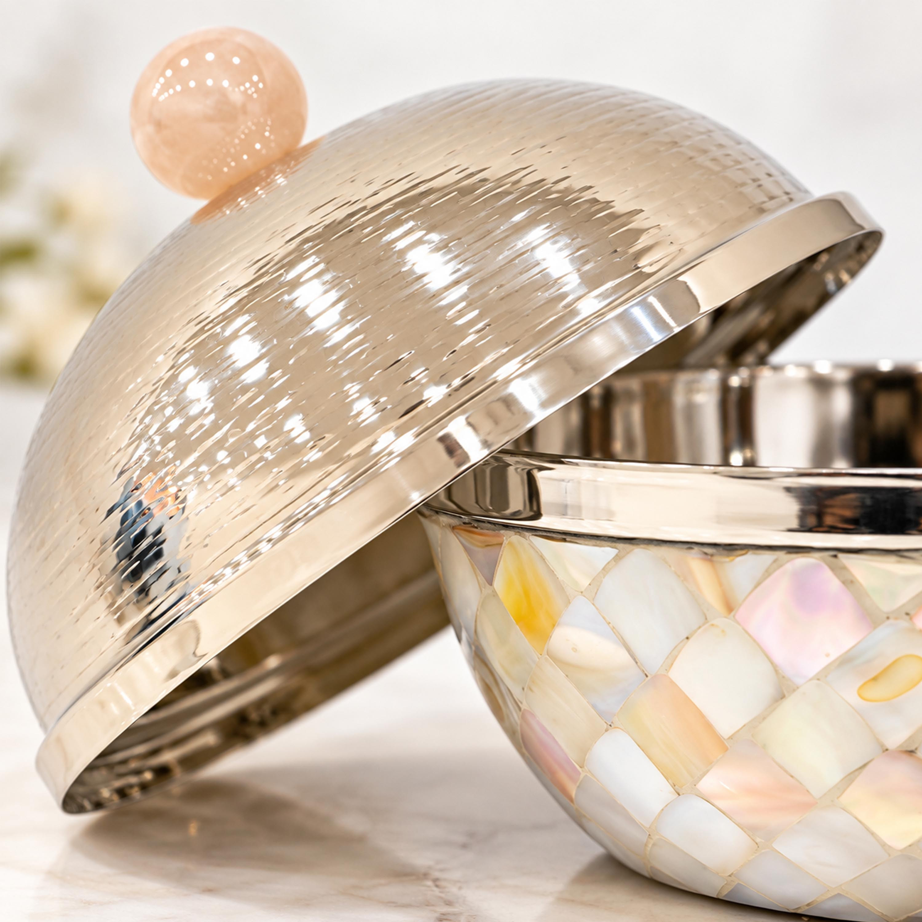 Crafted By Lifestyle Mother-Of-Pearl Mosaic Round Box With Dome Lid-household-dining-serveware-servingplatters-image-4