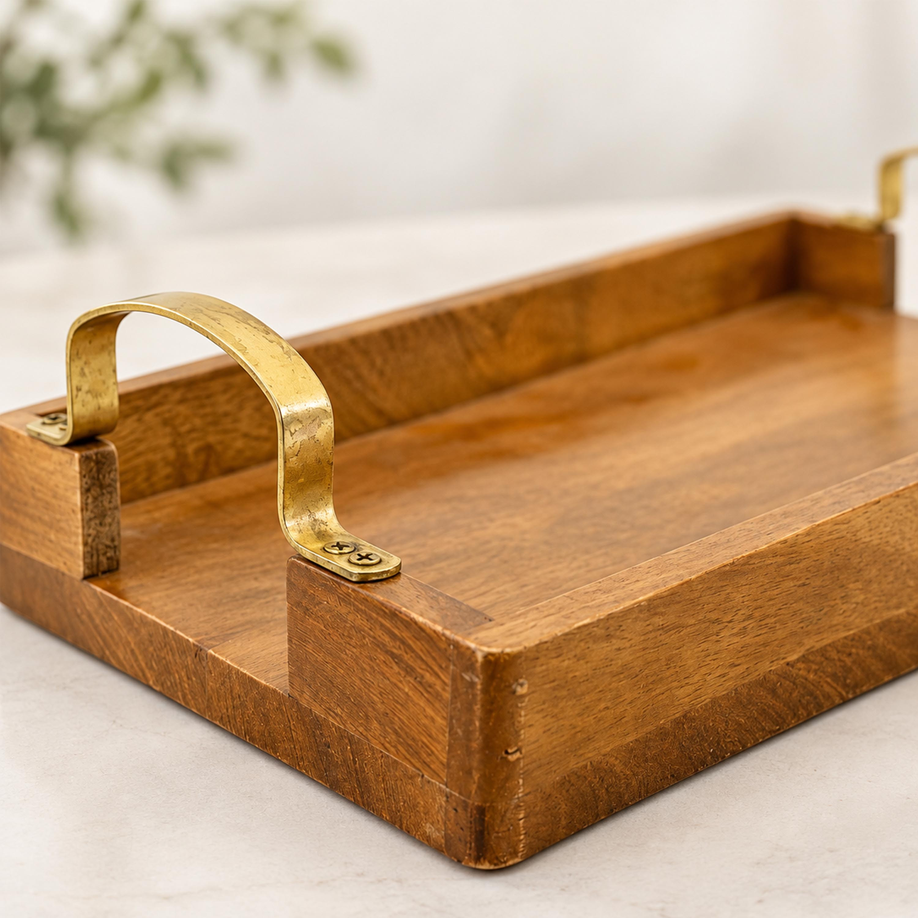 صينية تقديم مصنوعة من خشب المانجو من تصميم لايف ستايل، مزودة بمقابض معدنية-household-dining-serveware-servingtrays-image-4