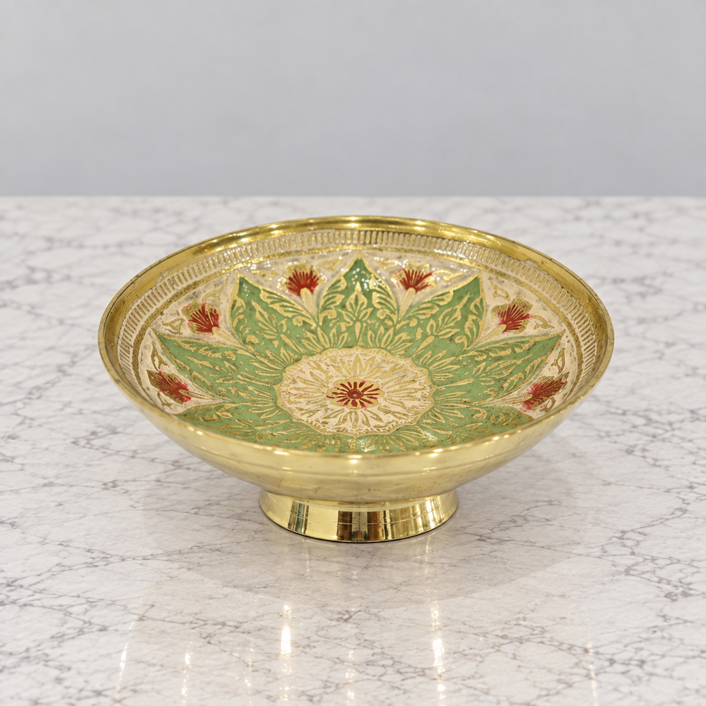 Crafted By Lifestyle Brass Hand-Painted Serving Dish-household-dining-serveware-servingplatters-image-1