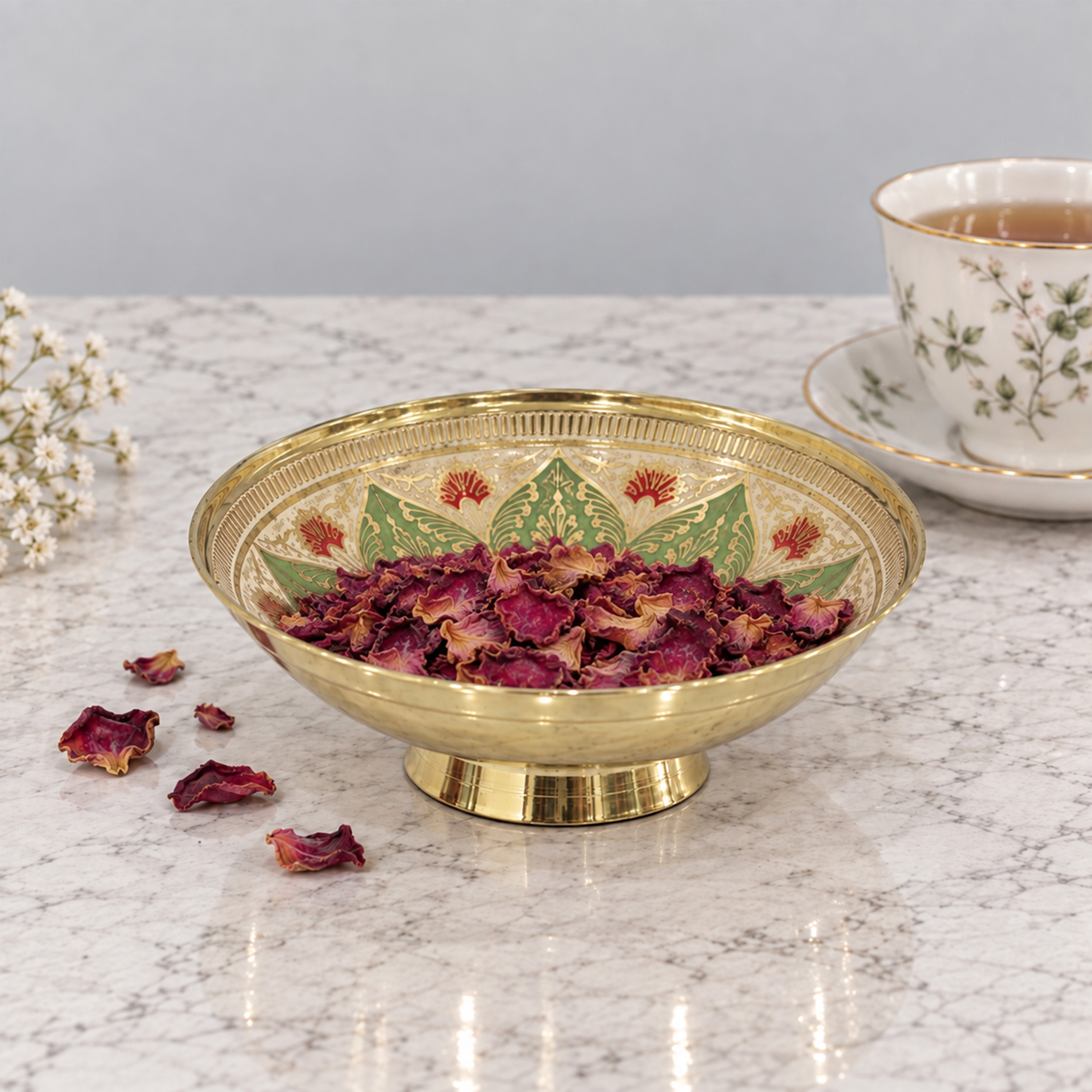Crafted By Lifestyle Brass Hand-Painted Serving Dish-household-dining-serveware-servingplatters-image-3