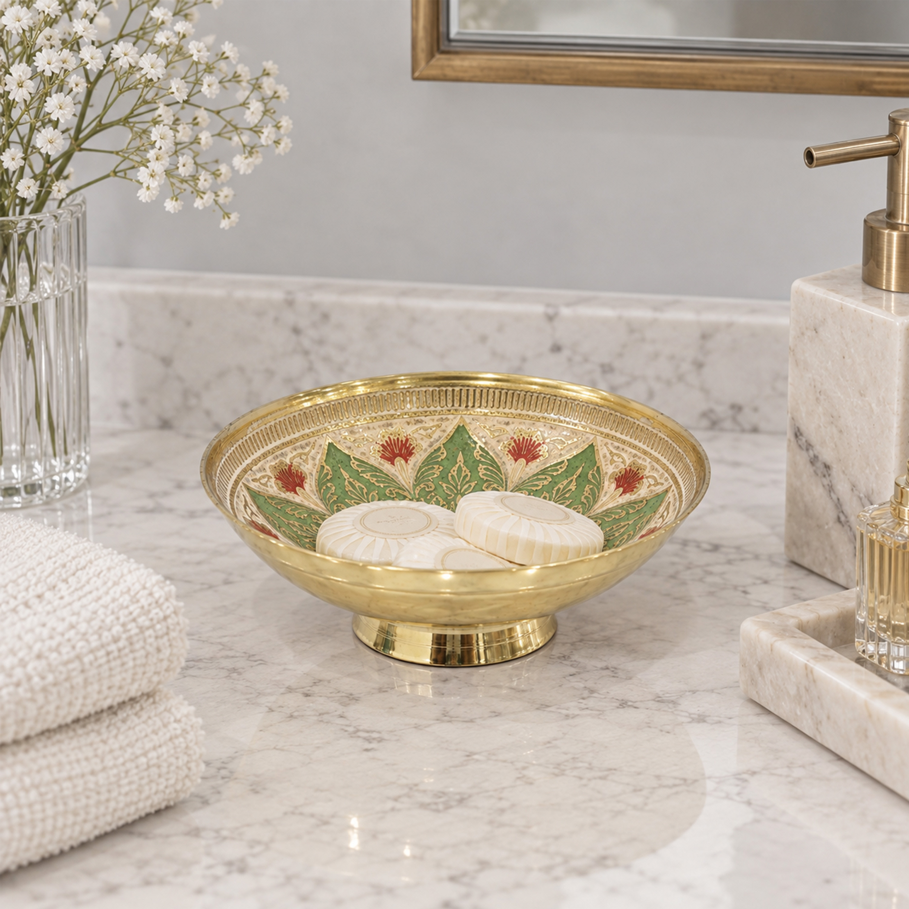 Crafted By Lifestyle Brass Hand-Painted Serving Dish-household-dining-serveware-servingplatters-image-5