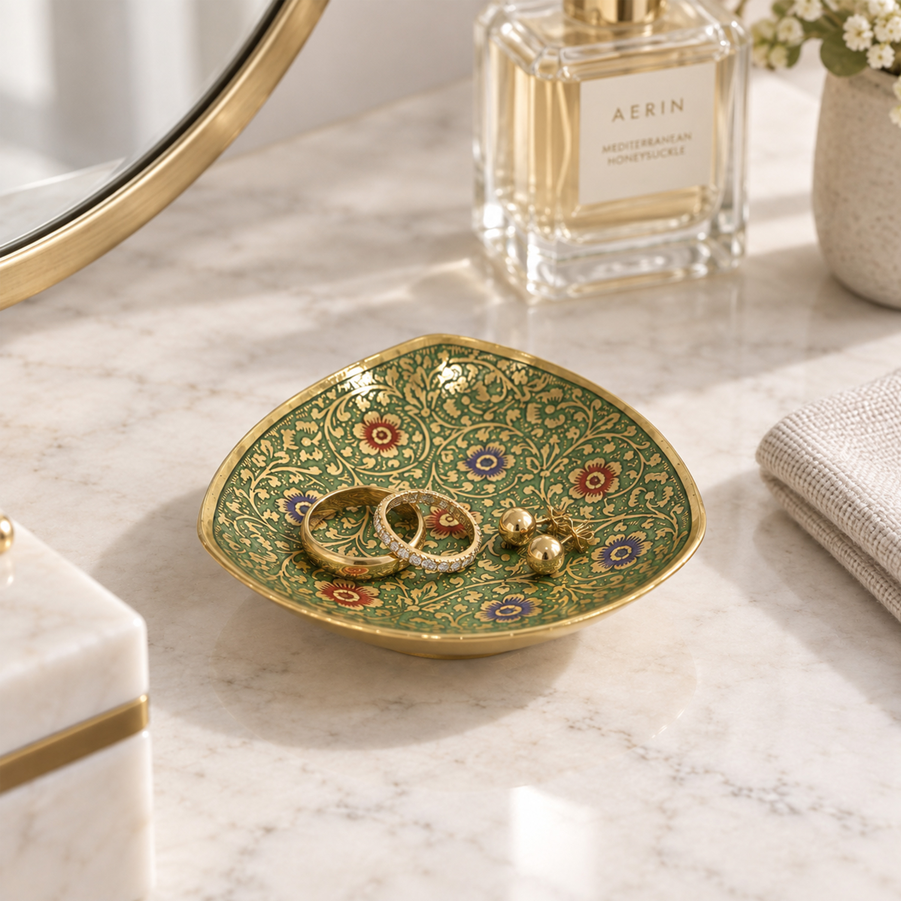 Crafted By Lifestyle Brass Hand-Painted Boat-Shaped Dish-household-dining-serveware-servingplatters-image-3