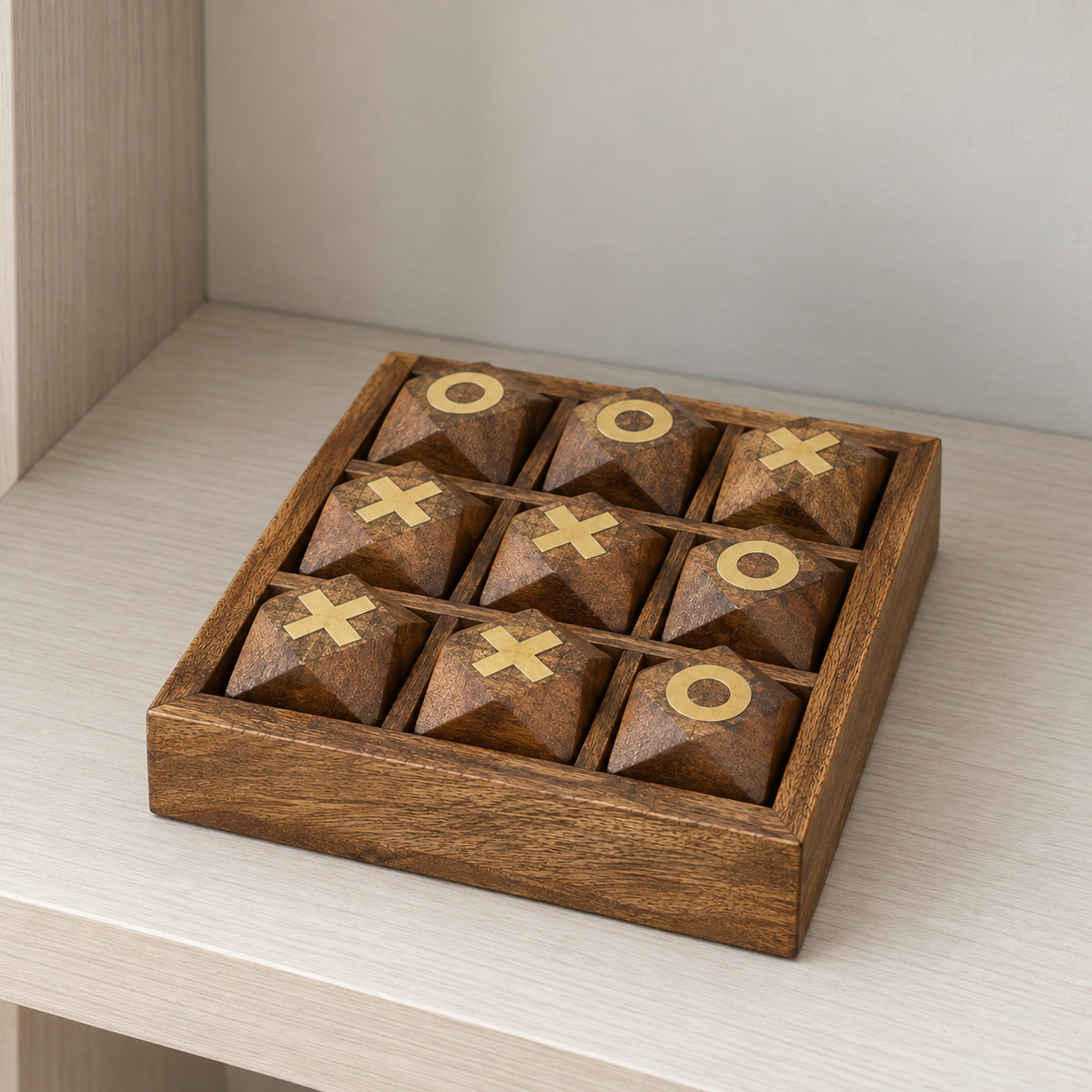 طقم لعبة إكس أو خشبي بتطعيم نحاسي - كبير-household-decor-decorativeobjectsandsculptures-image-1