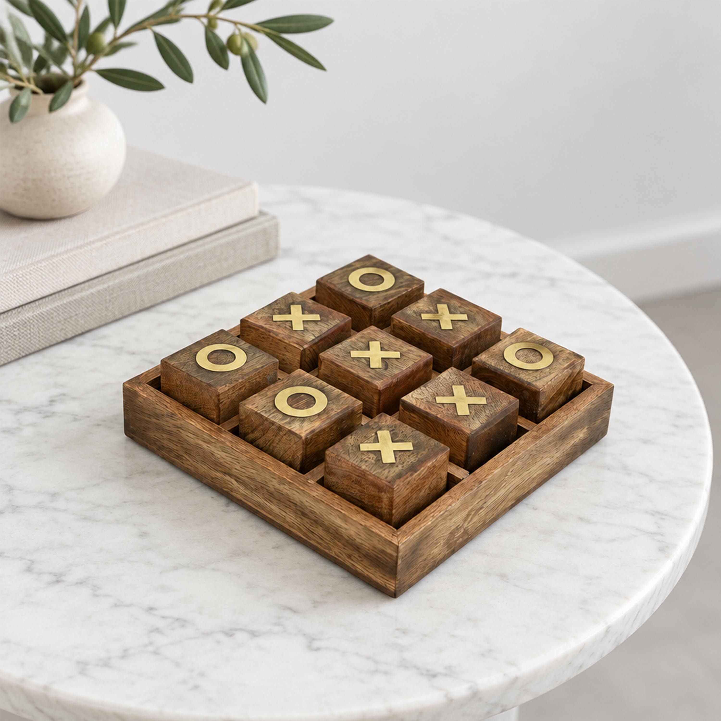 طقم لعبة إكس أو خشبي بتطعيم نحاسي كلاسيكي - كبير-household-decor-decorativeobjectsandsculptures-image-3