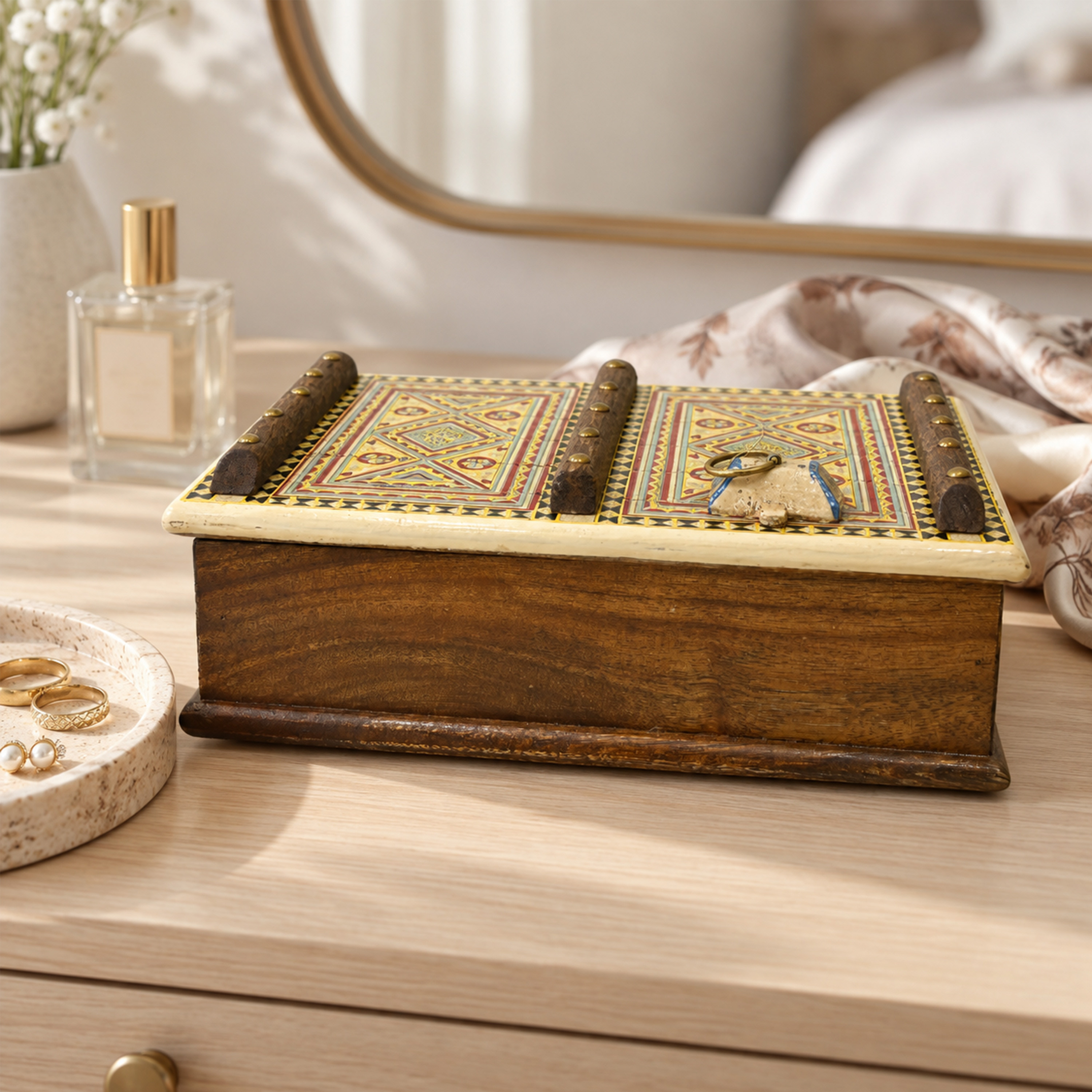 Crafted By Lifestyle Mango Wood Storage Box With Ivory Mosaic Lid-household-storage-jewelleryorganizing-jewelleryboxesandstands-image-5