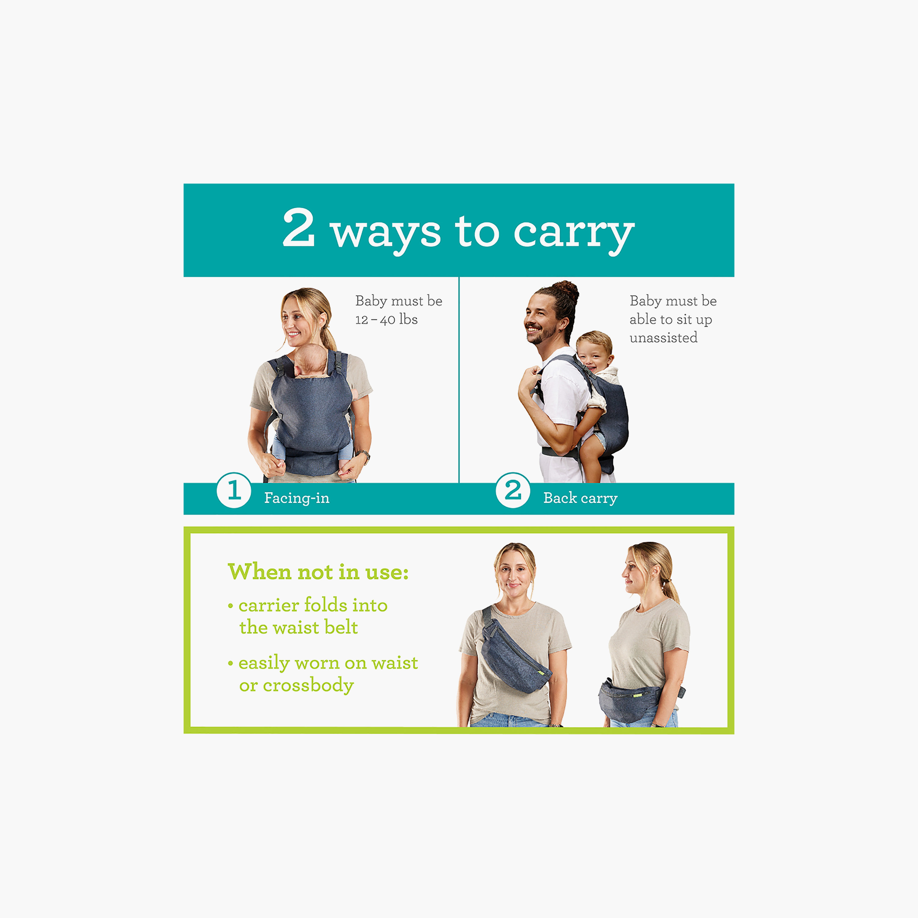 حمالة أطفال 2 في 1 خفيفة للغاية قابلة للطي من إنفانتينو-baby-gear-babycarriers-image-8