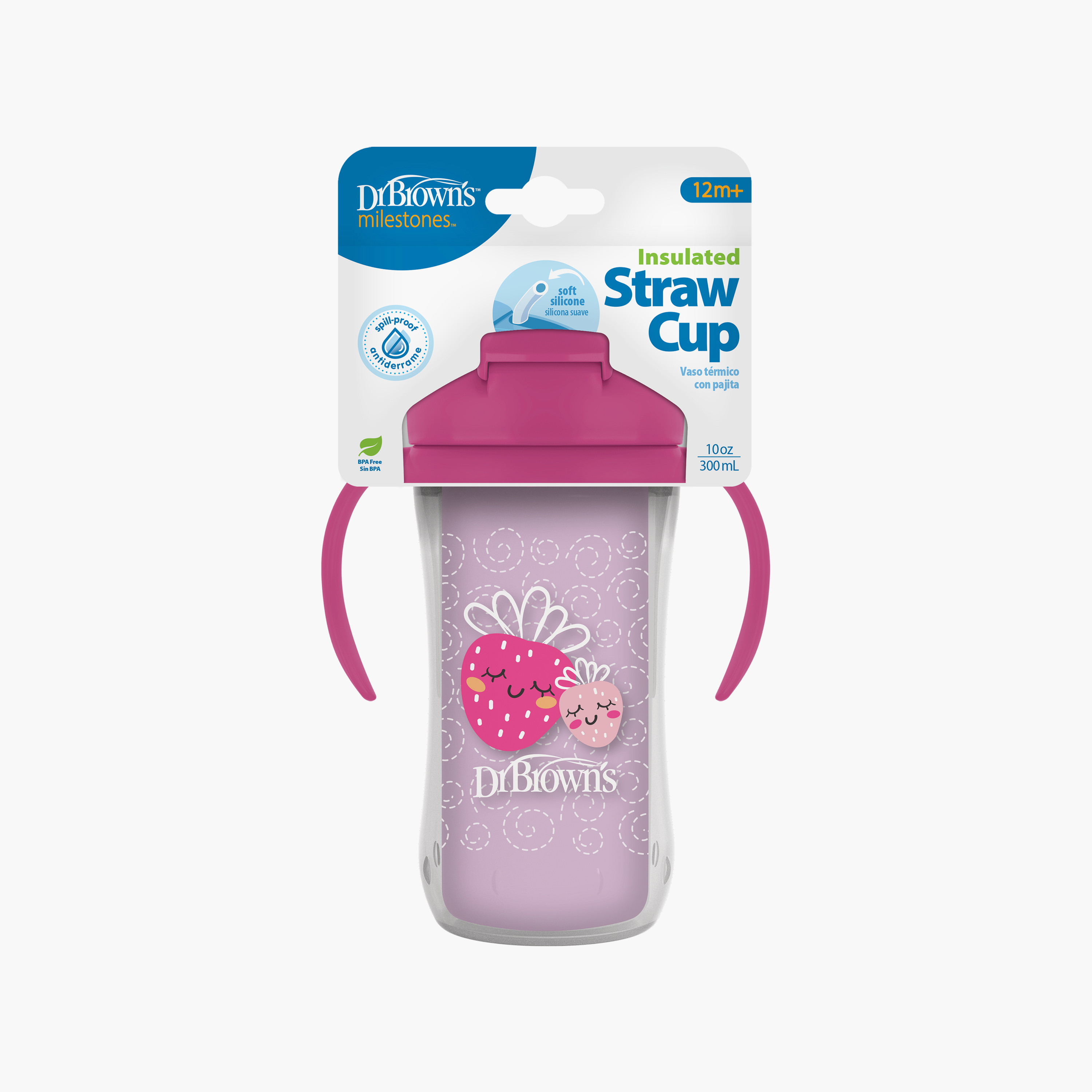 Dr. Brown's Milestones Insulated Straw Cup with Removable Handles & Sliding Lid- 300 ml -baby-feeding-mealtimeessentials-image-2