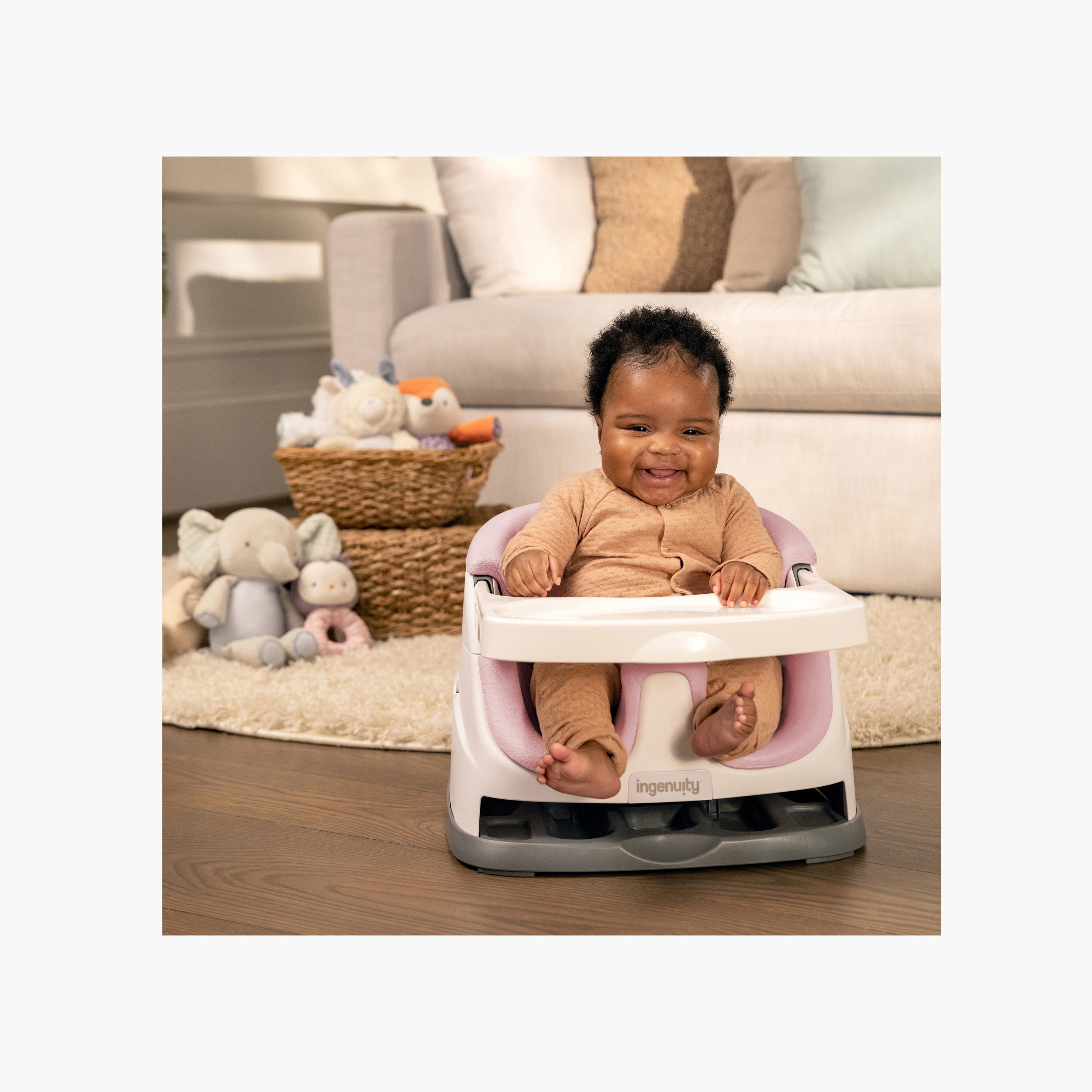 مقعد معزز للأطفال بيبي بيس 2 في 1 مع صينية للطعام من إنجينيتي-baby-feeding-highchairsandboosters-image-4