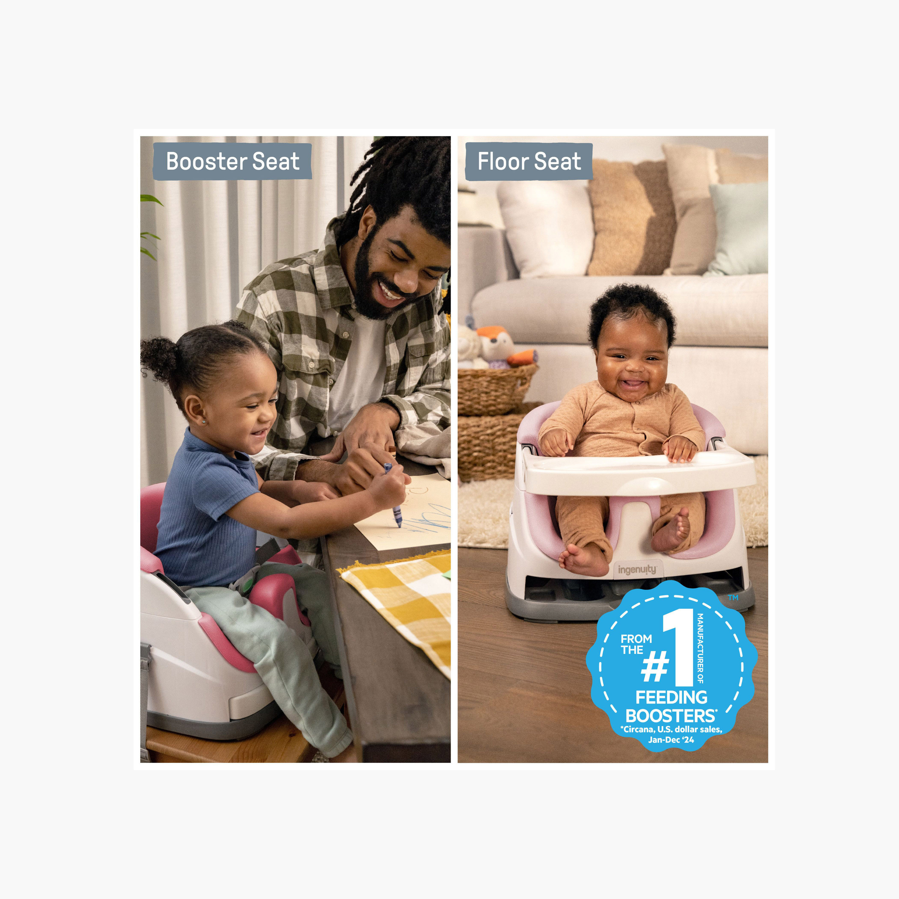 مقعد معزز للأطفال بيبي بيس 2 في 1 مع صينية للطعام من إنجينيتي-baby-feeding-highchairsandboosters-image-5