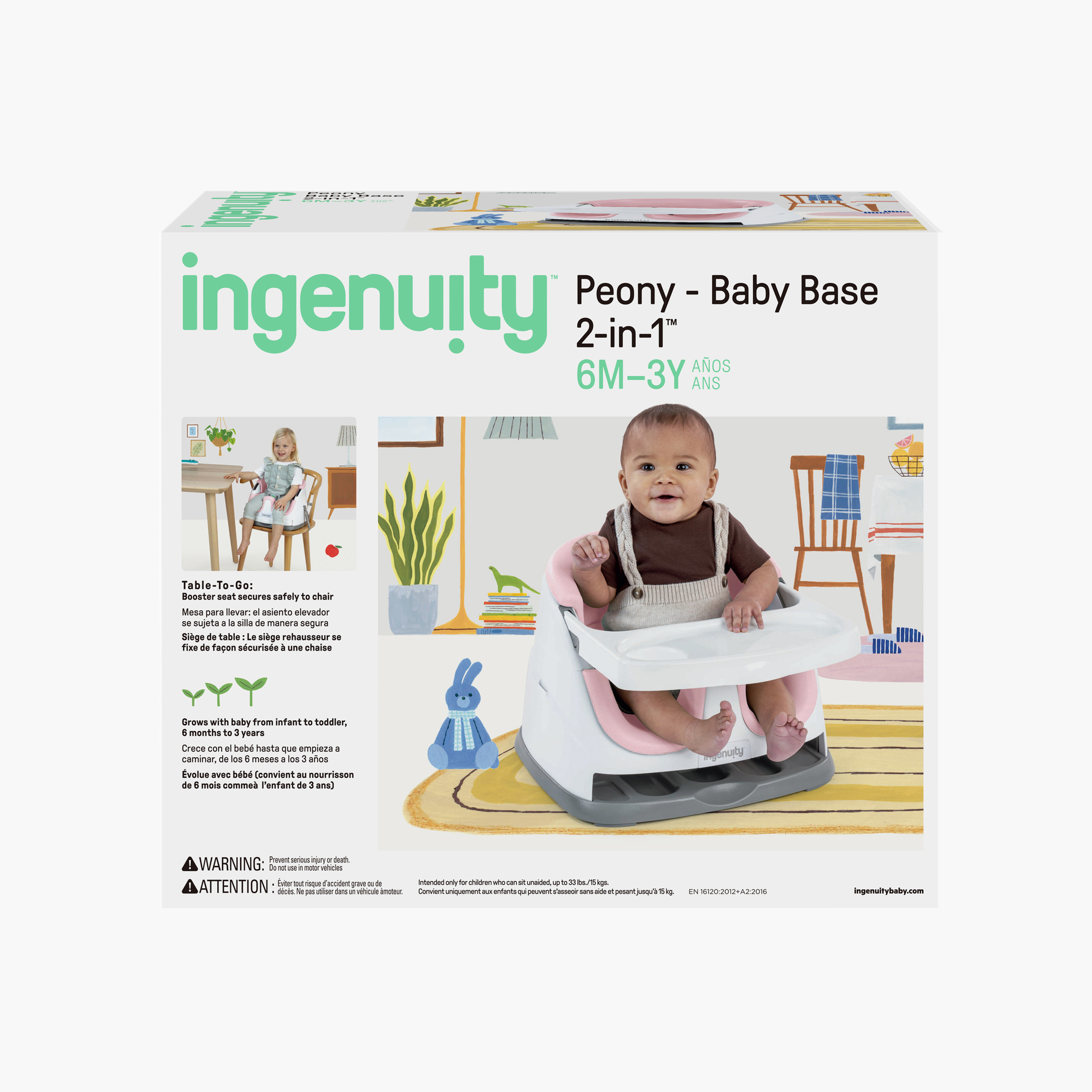 مقعد معزز للأطفال بيبي بيس 2 في 1 مع صينية للطعام من إنجينيتي-baby-feeding-highchairsandboosters-image-7