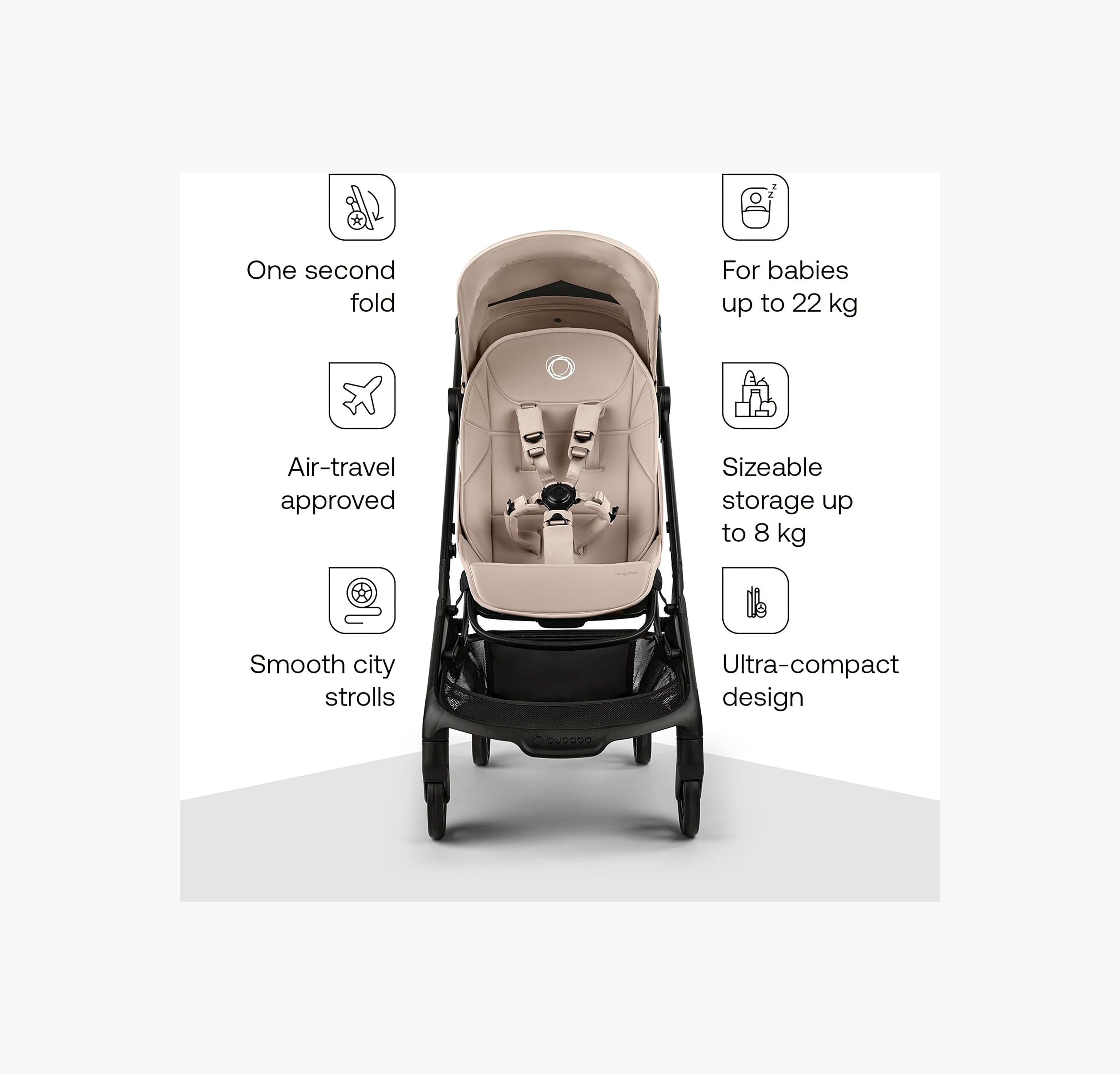 عربة سفر للأطفال باترفلاي 2 مع نظام أحزمة أمان ومكابح قفل بالقدم من بوغابو-baby-gear-strollersandprams-strollers-image-22