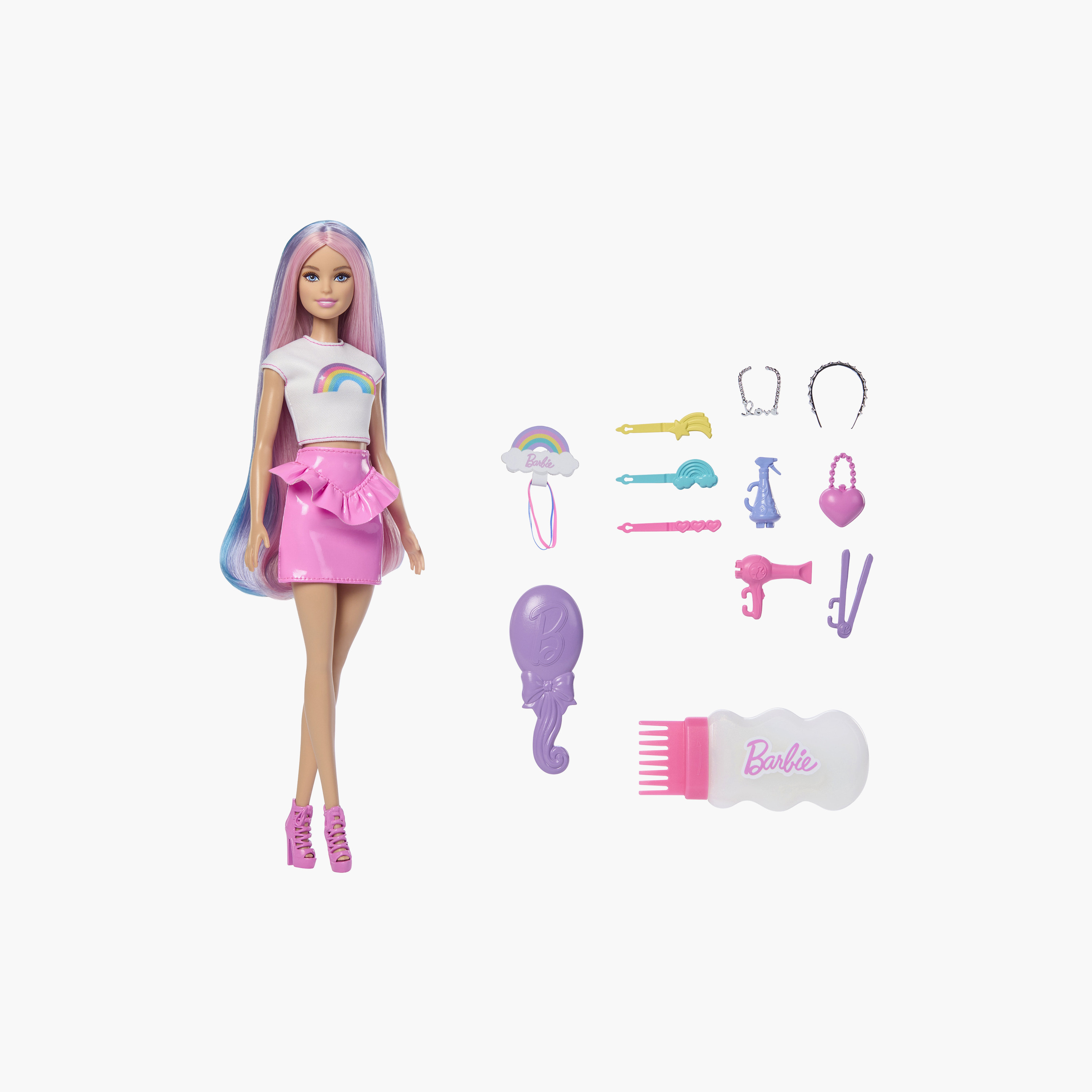 دمية بشعر قوس قزح لامع بألوان متنوعة من باربي-toys-dollsandplaysets-dolls-image-1