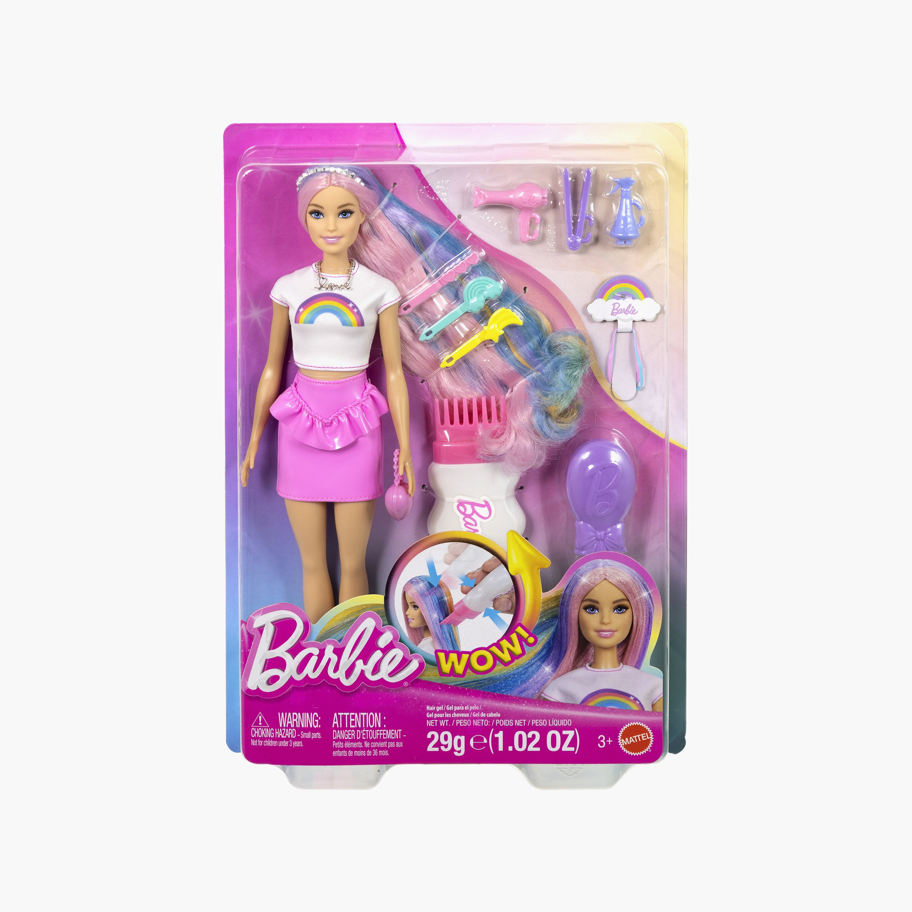 دمية بشعر قوس قزح لامع بألوان متنوعة من باربي-toys-dollsandplaysets-dolls-image-3