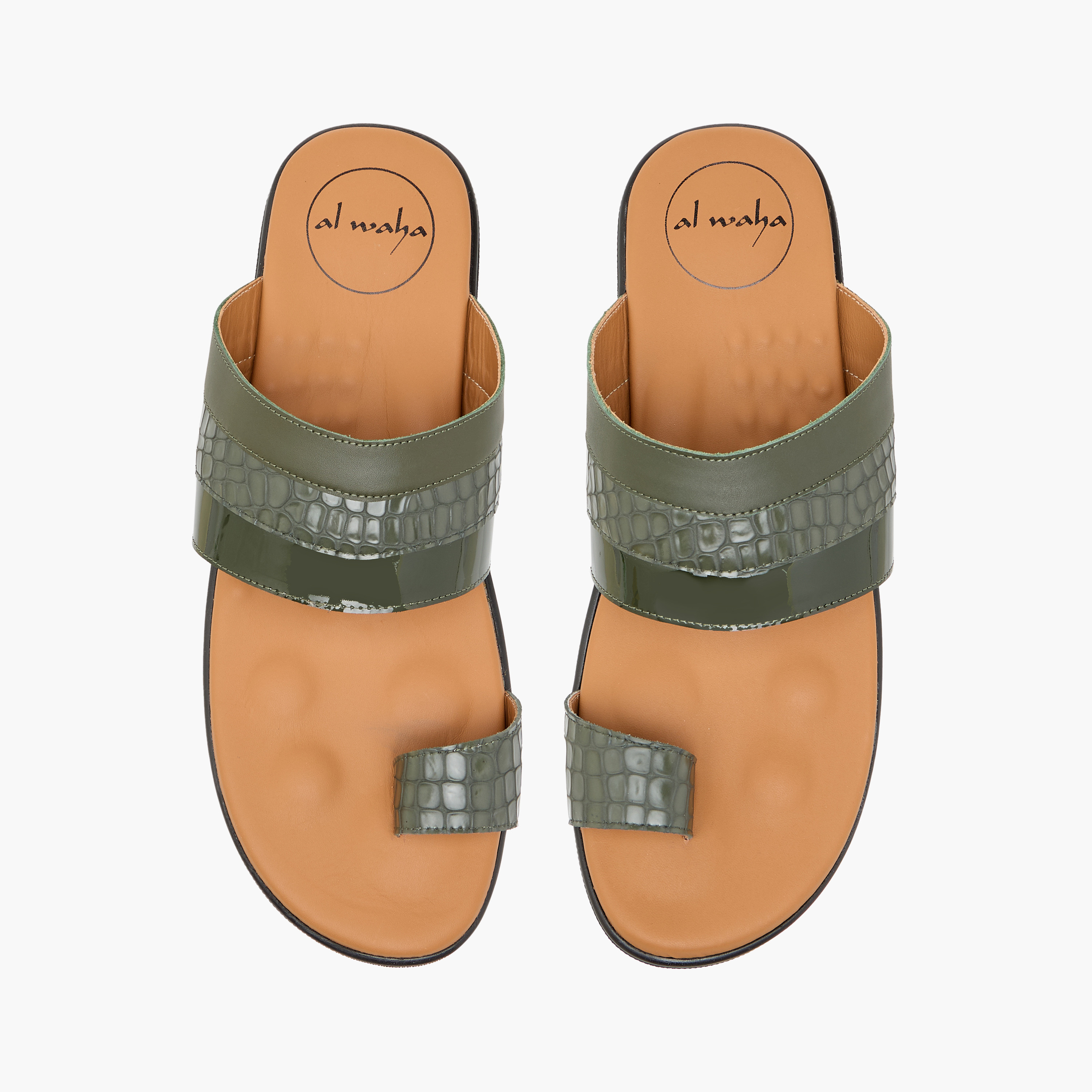 Al Waha Animal Textured Slip-On Arabic Sandals with Toe Loop Detail-men-shoes-sandals-image-1