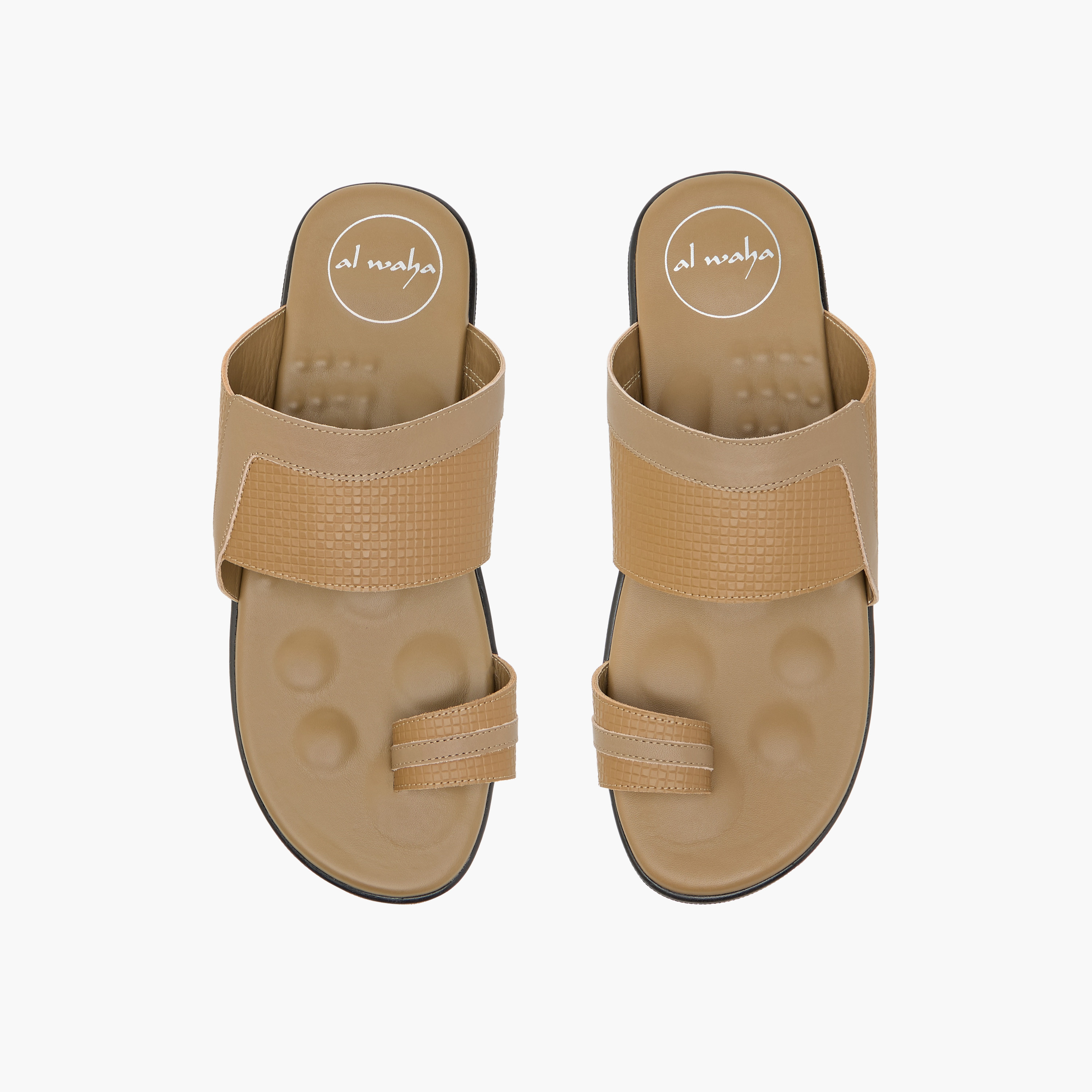 Al Waha Textured Slip-On Arabic Sandals with Toe Loop Detail-men-shoes-sandals-image-1