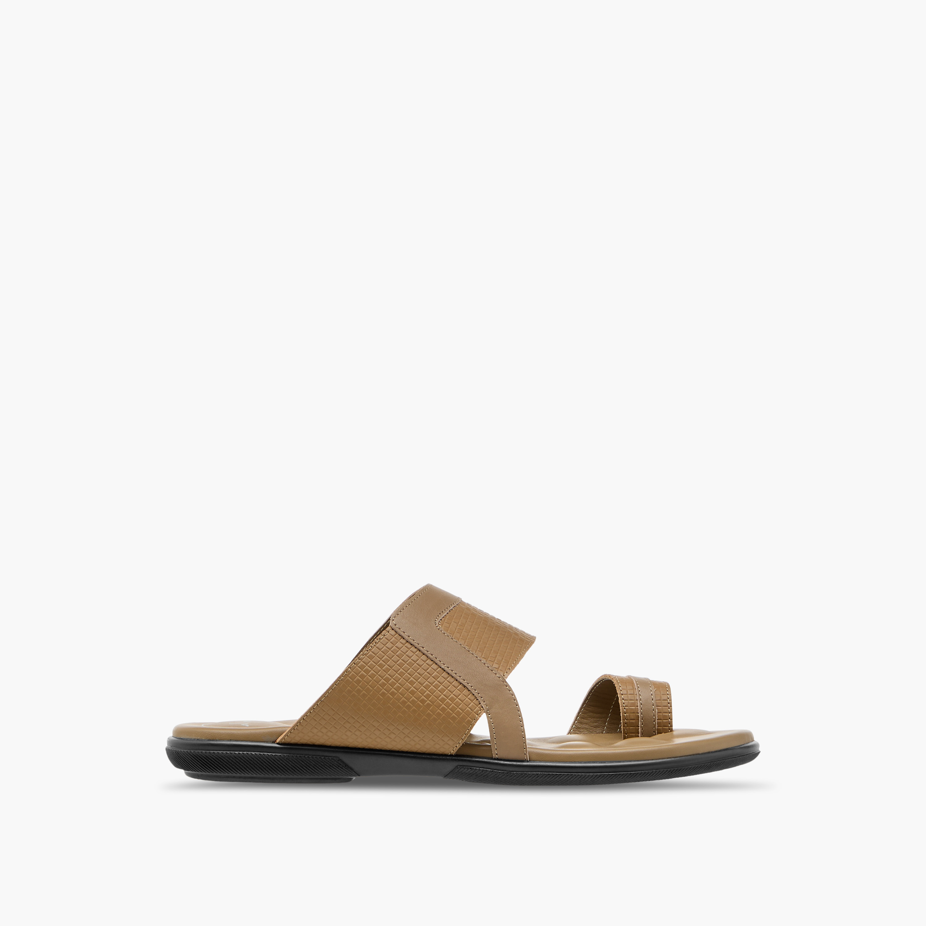 Al Waha Textured Slip-On Arabic Sandals with Toe Loop Detail-men-shoes-sandals-image-2