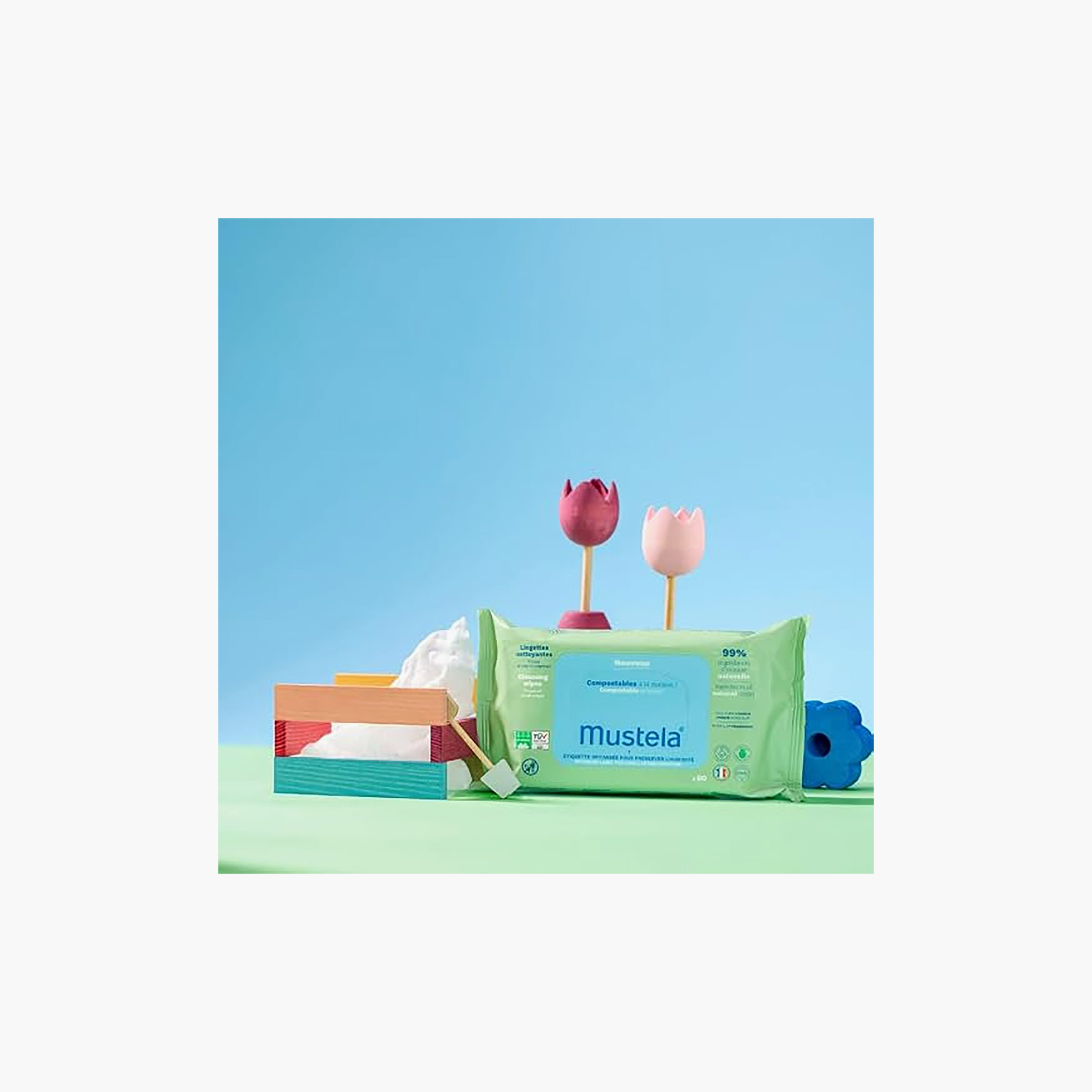 مناديل مبللة منظفة بالماء 60 قطعة من موستيلا-baby-bathandcare-wipes-image-4