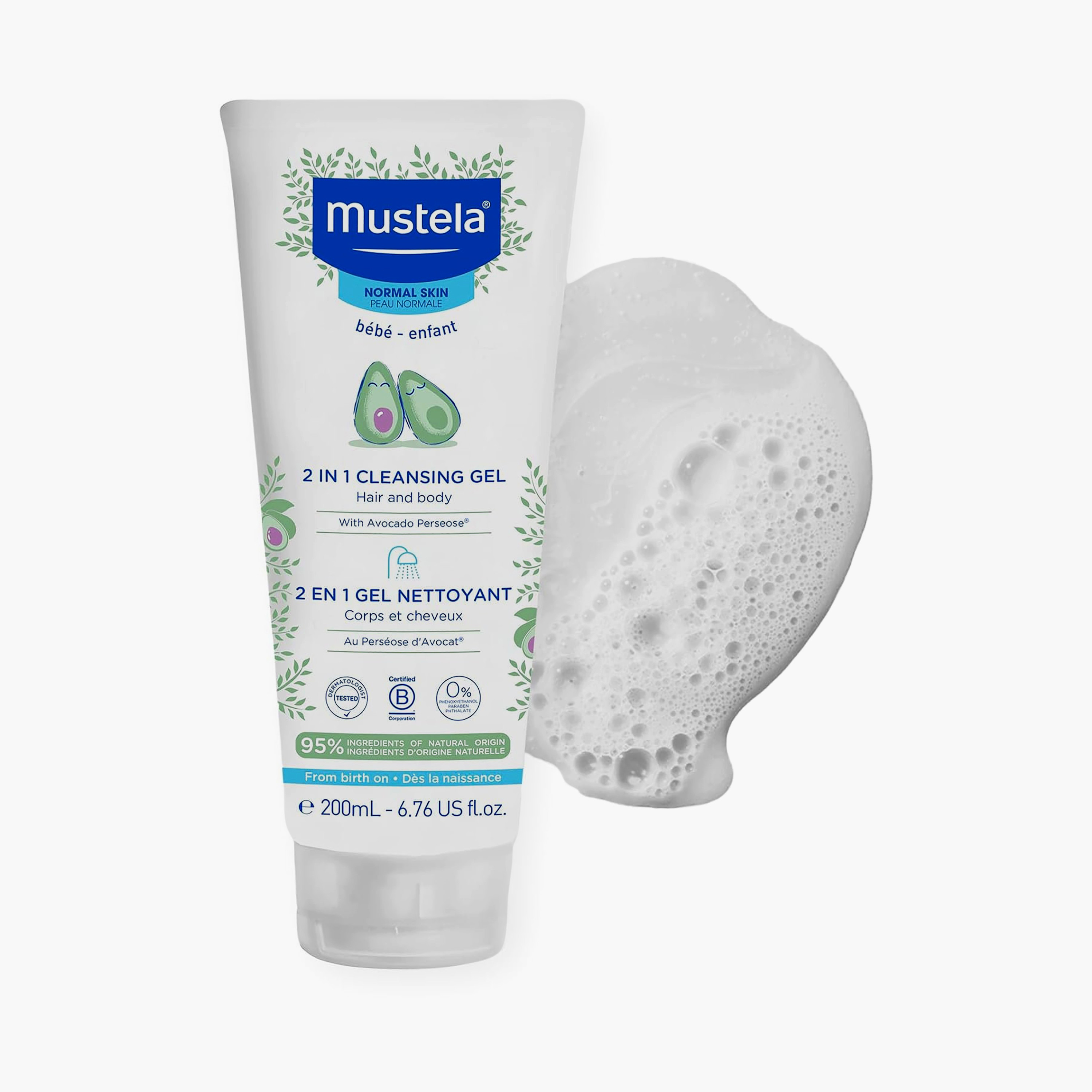 جل تنظيف 2 في 1 للشعر والجسم للبشرة العادية 200 مل من موستيلا-baby-bathandcare-hairbodyskincare-bodywashandsoaps-image-1