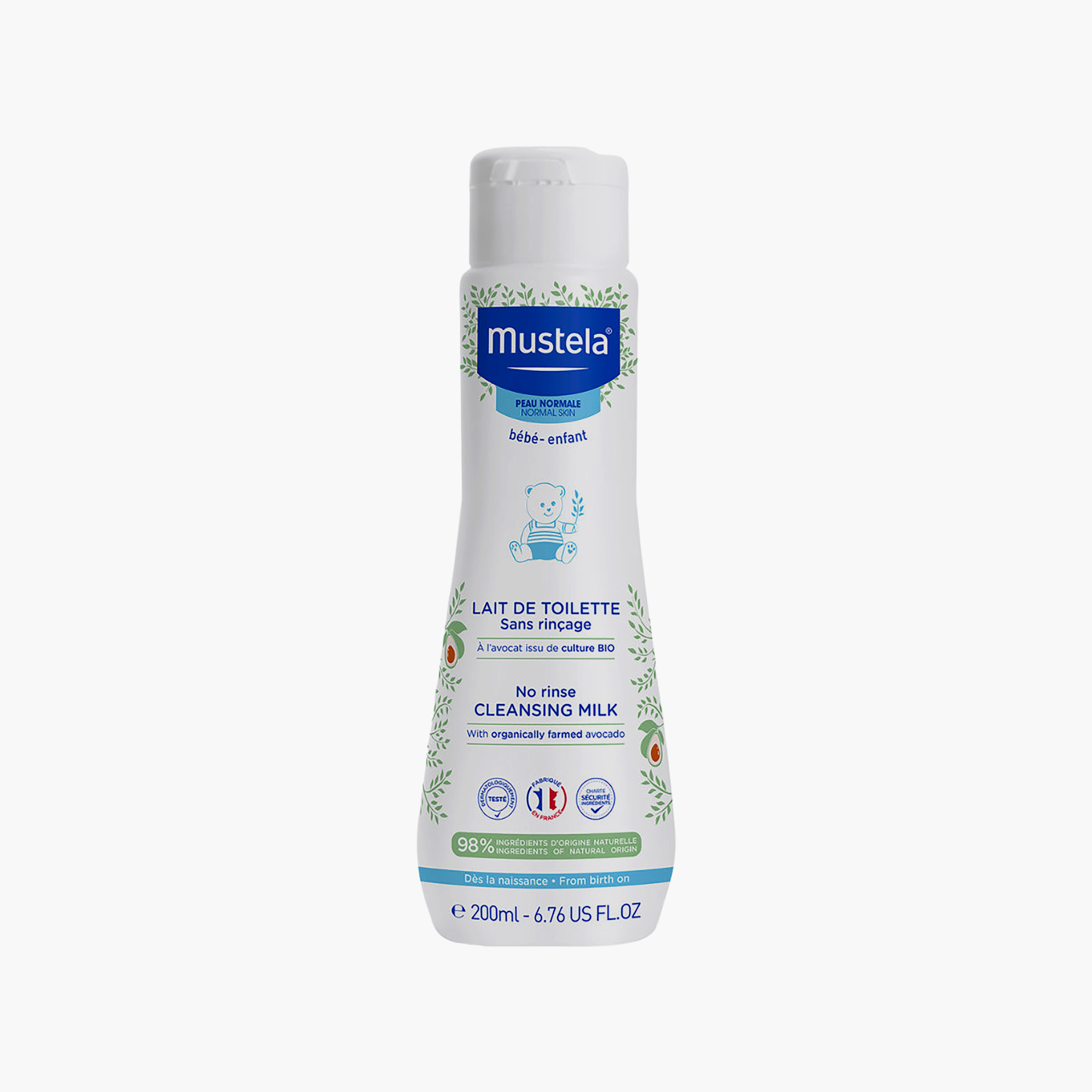 حليب منظف بدون شطف للبشرة العادية 200 مل من موستيلا-baby-bathandcare-hairbodyskincare-bodywashandsoaps-image-1