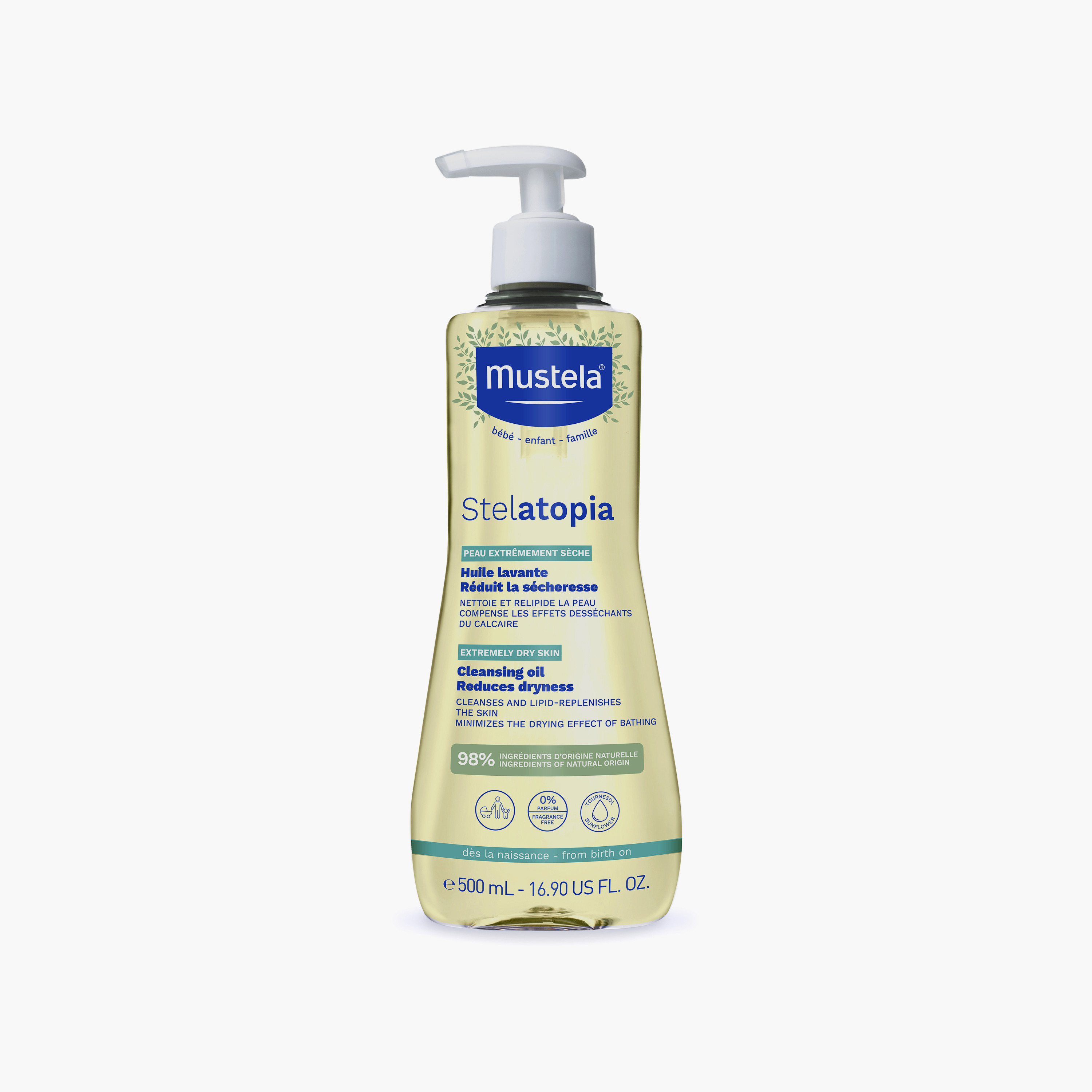 زيت استحمام منظف يقلل الجفاف ستيلاتوبيا 500 مل من موستيلا-baby-bathandcare-hairbodyskincare-babyoil-image-1