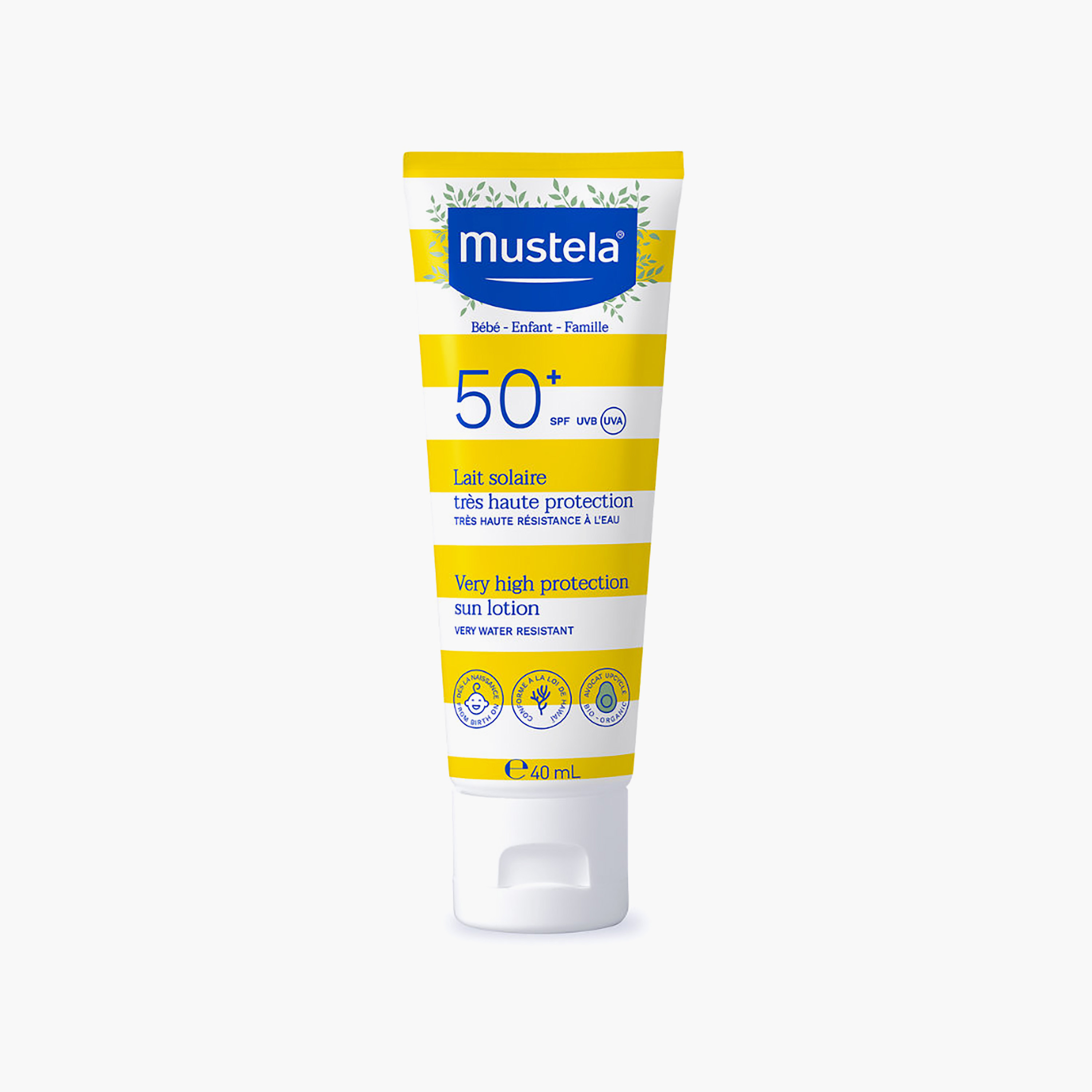 لوشن حماية عالية من الشمس بعامل حماية SPF 50+ مقاوم جداً للماء 40 مل من موستيلا-baby-bathandcare-hairbodyskincare-sunscreen-image-1
